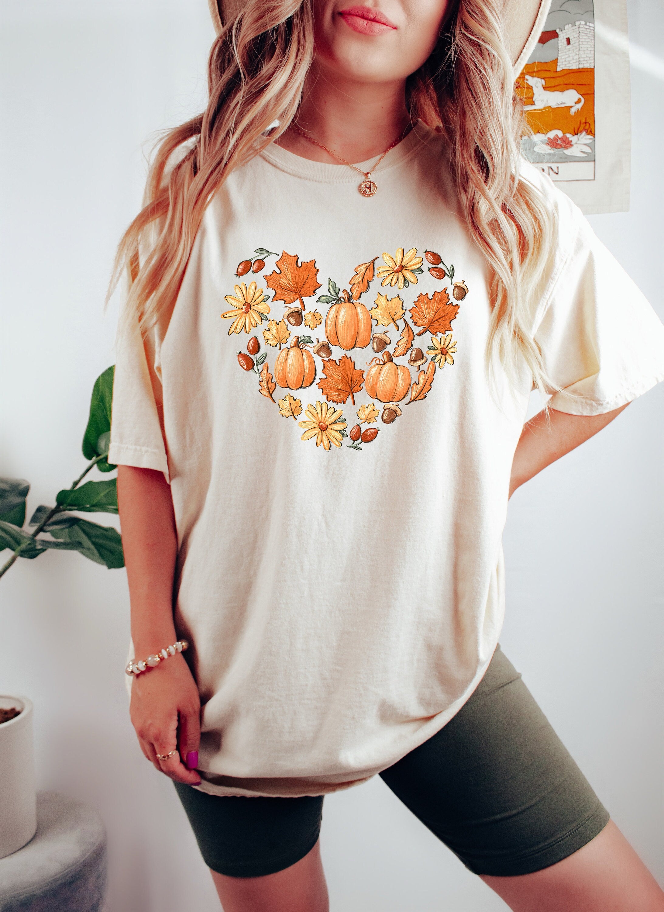 Retro Fall Comfort Colors Shirt, Pumpkins and Leaves Heart, Vintage Thanksgiving Shirt, Pumpkin Patch Shirt, Retro Fall Shirt, Fall Shirt