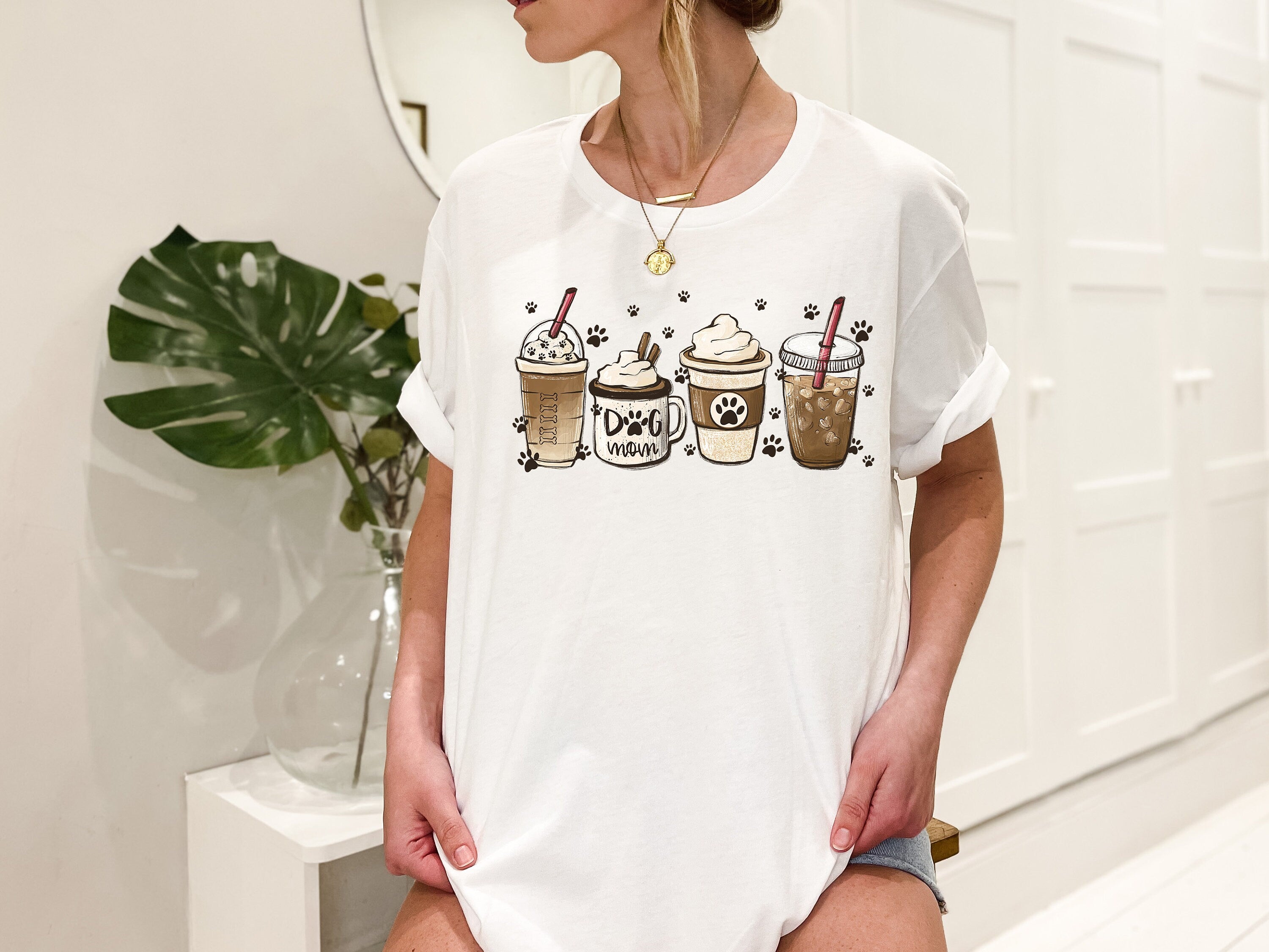 Dog Mom Coffee Lover Sweatshirt, Fall Iced Coffee Mom Shirt, Vintage Sweater, Mama Shirt, Womens Cute Pumpkin Spice Latte Graphic