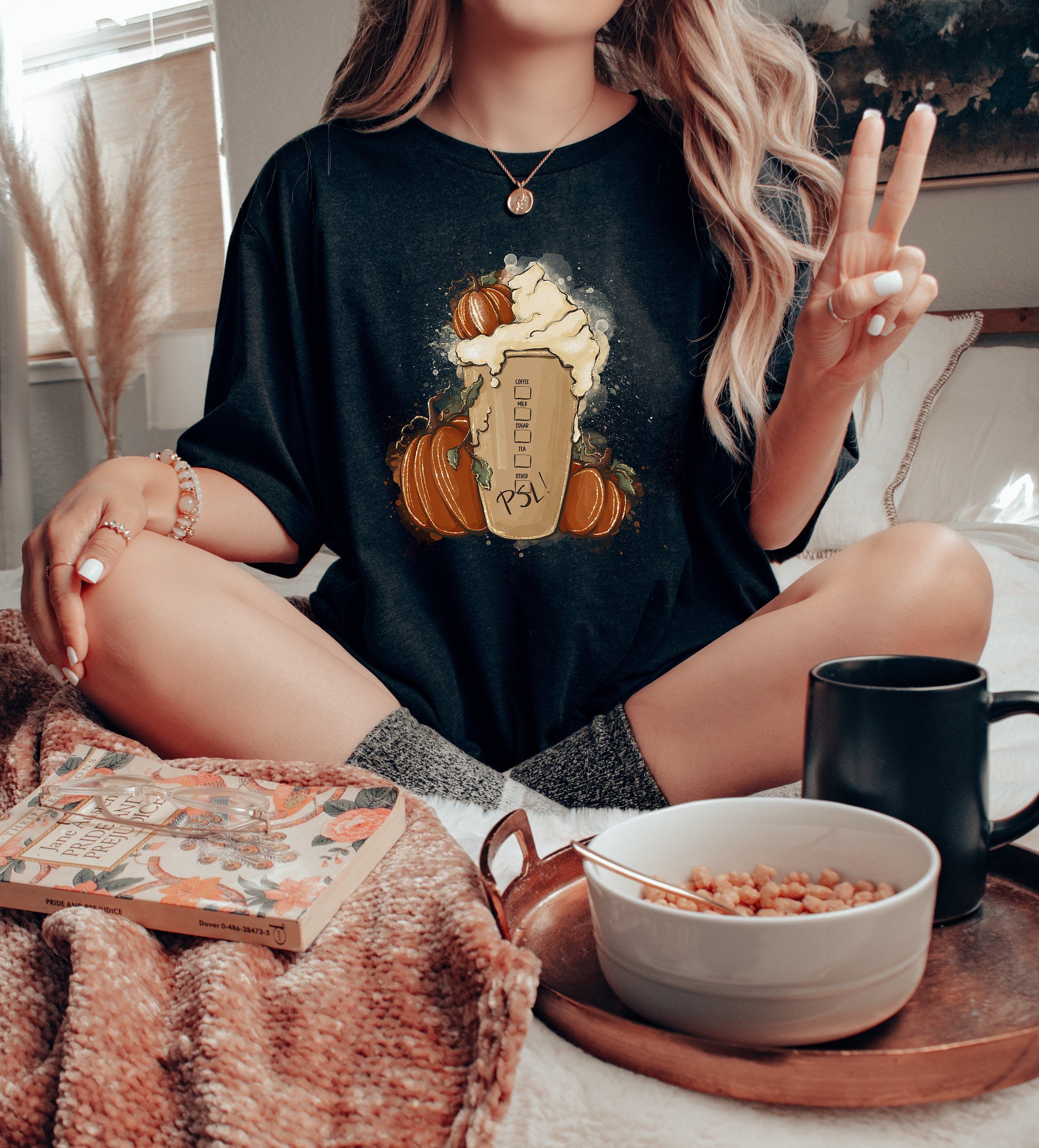 Fall Pumpkin Spice Latte Sweatshirt, Cute Fall Mom Shirt, Vintage Sweater, Coffee Mama Shirt, Womens Cute Pumpkin Halloween Graphic Tee