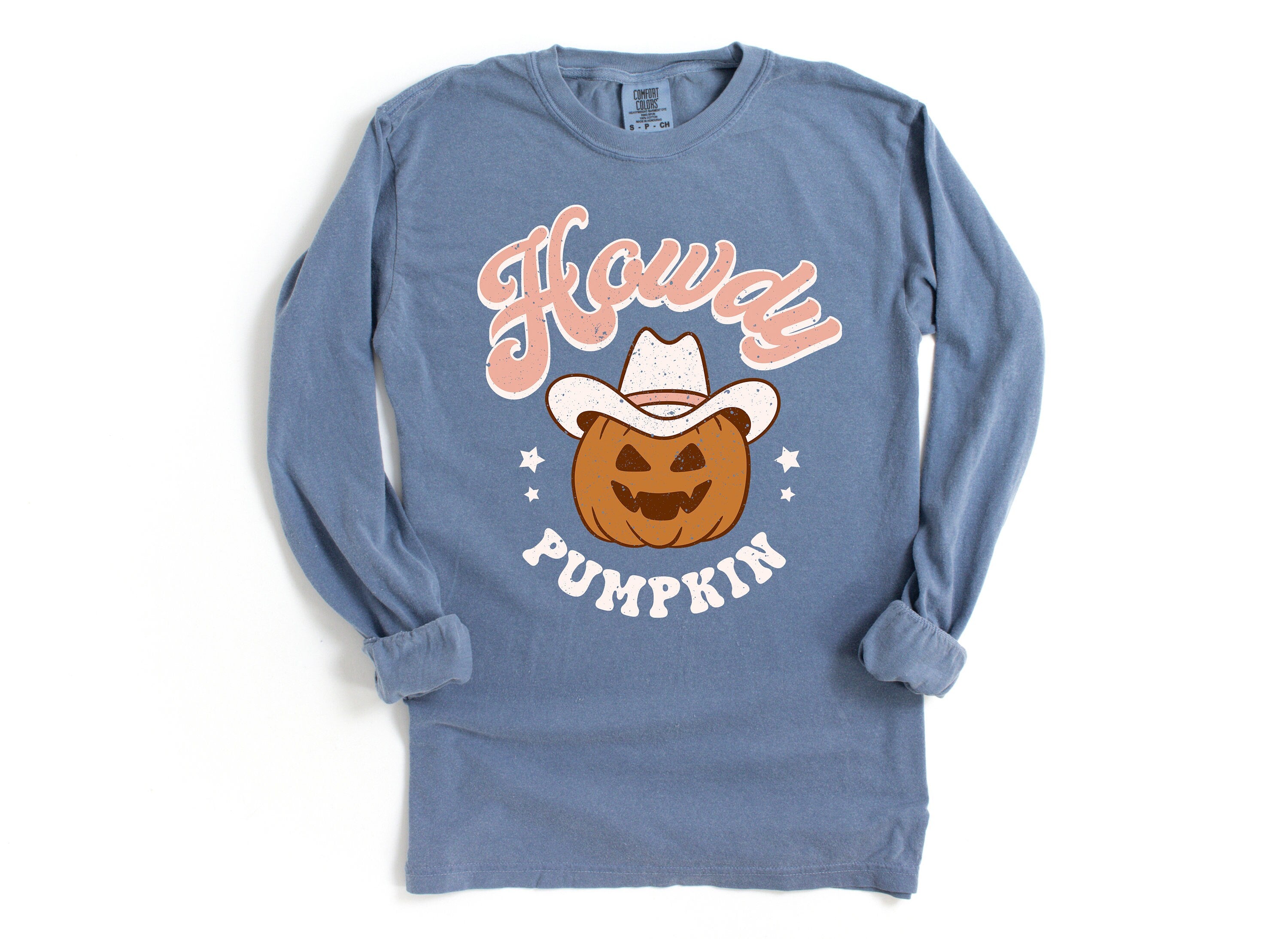 Long Sleeve Retro Halloween Comfort Colors Shirt, Howdy Pumpkin Western Shirt, Vintage Ghost Halloween Shirt, Witch Shirt, Retro Fall Shirt