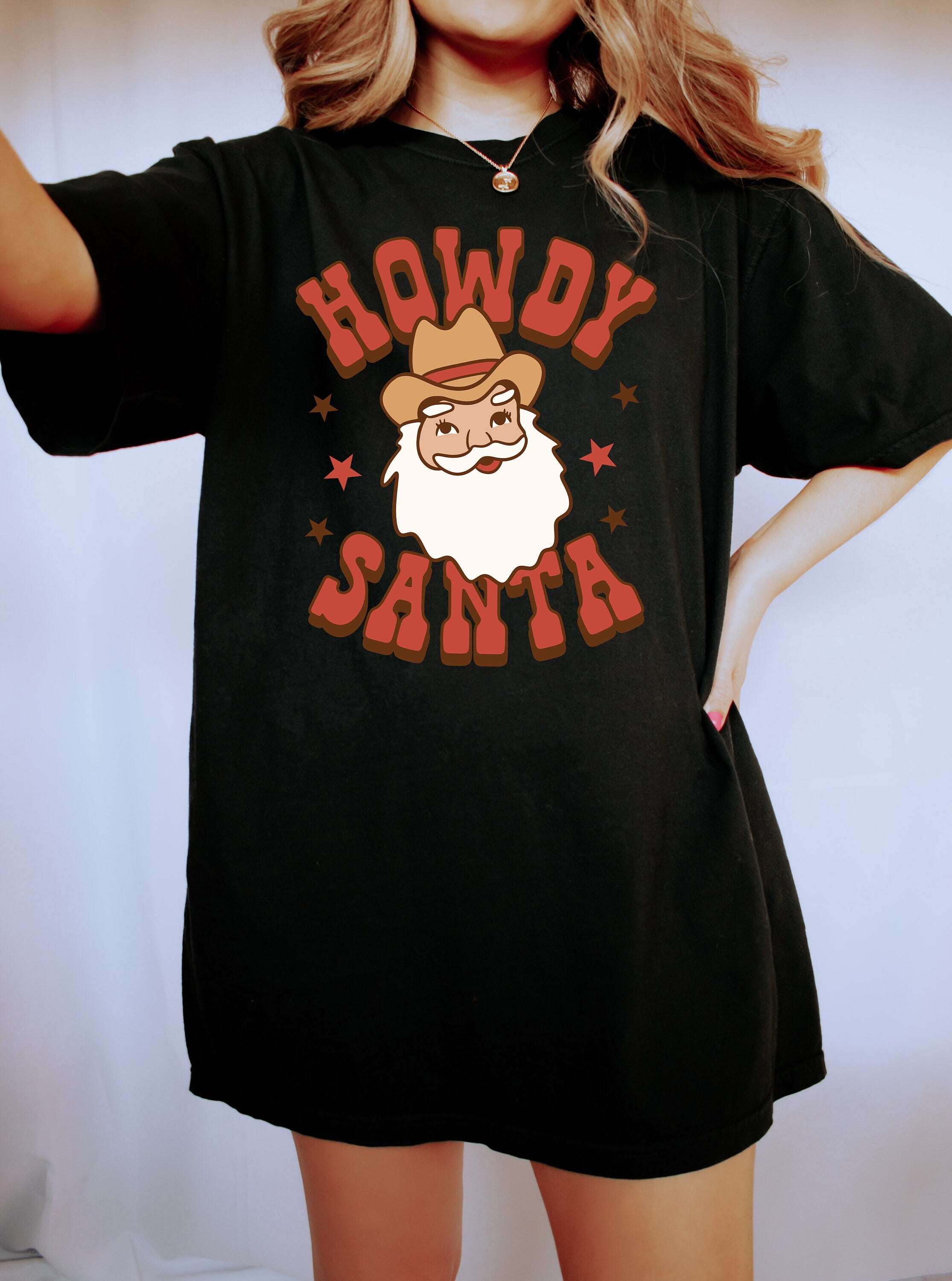 Retro Christmas Comfort Colors Shirt, Howdy Santa Western Shirt, Vintage Santa Christmas Shirt, Retro Holiday Shirt, Ugly Sweater Shirt