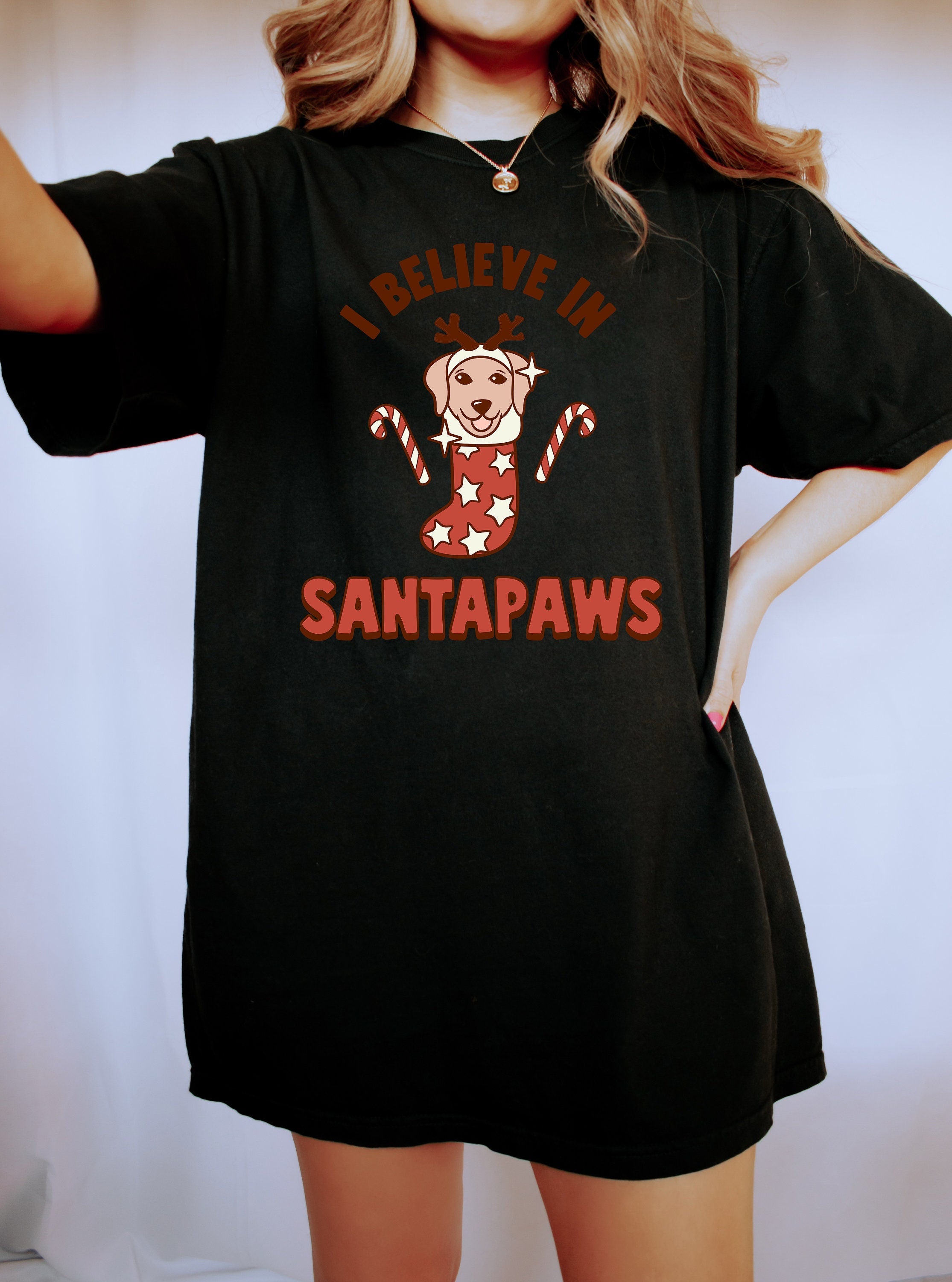 Retro Christmas Comfort Colors Shirt, I Believe in Santapaws Shirt, Vintage Santa Christmas Shirt, Retro Holiday Shirt, Ugly Sweater Shirt