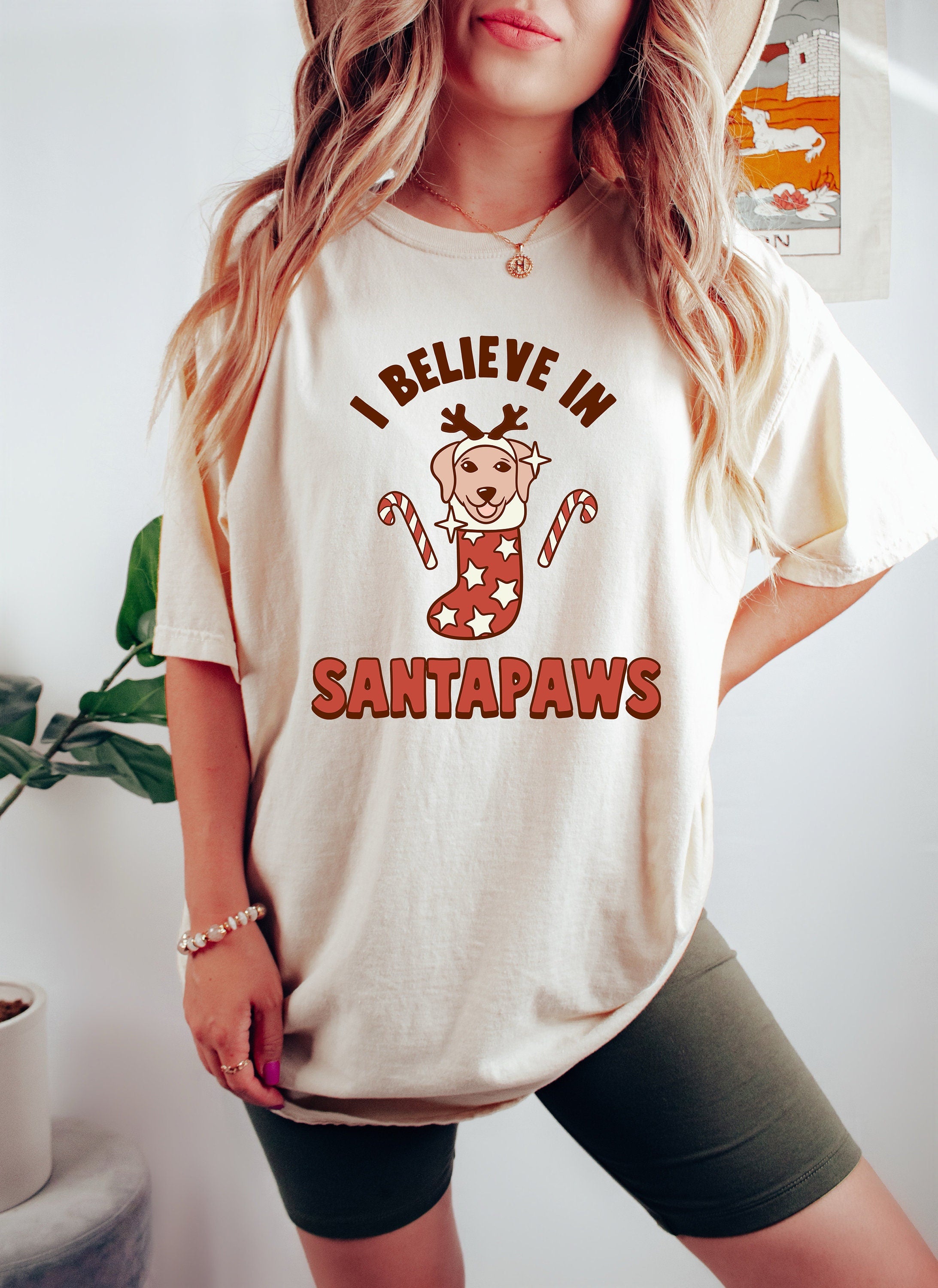 Retro Christmas Comfort Colors Shirt, I Believe in Santapaws Shirt, Vintage Santa Christmas Shirt, Retro Holiday Shirt, Ugly Sweater Shirt