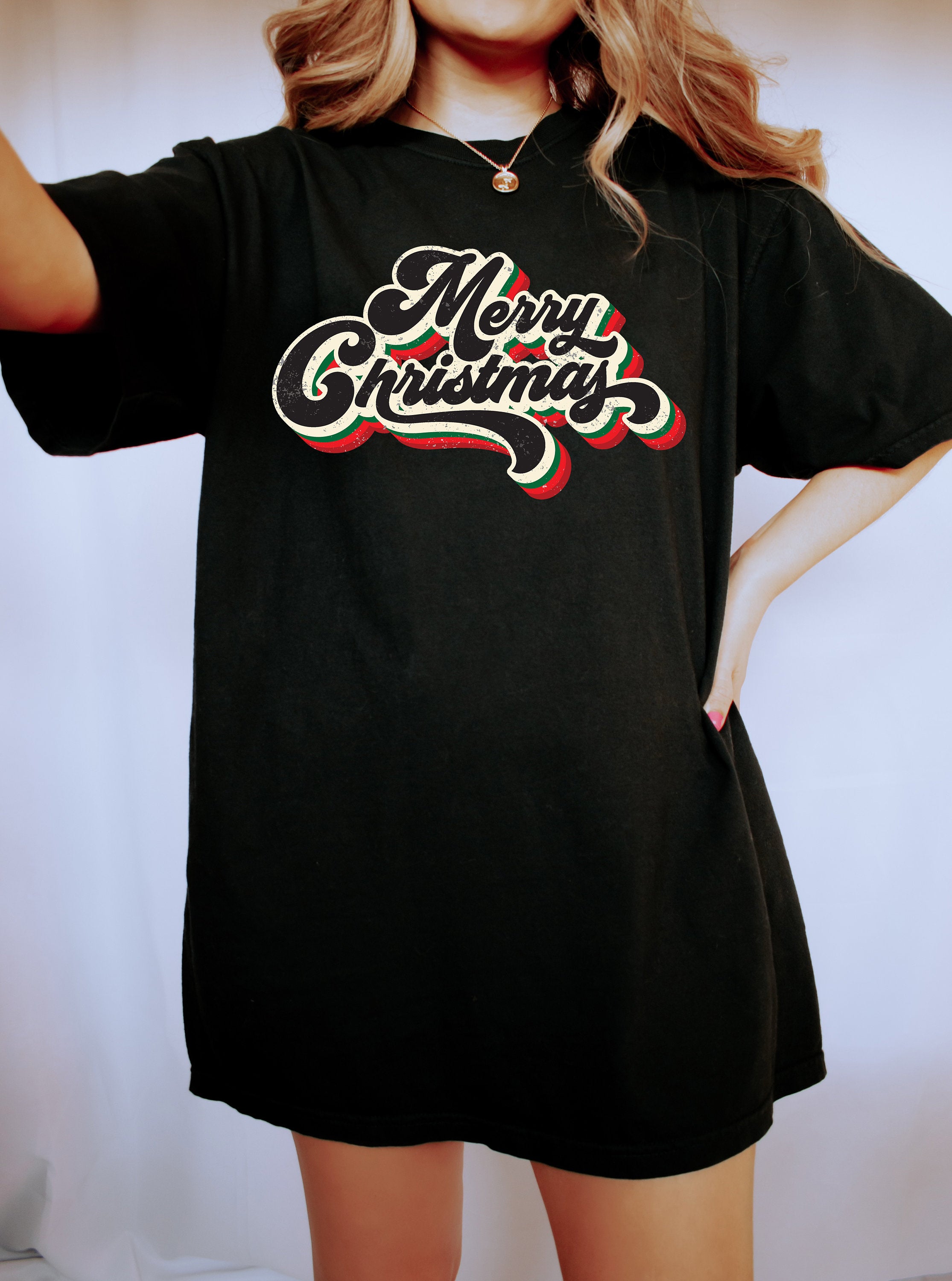 Retro Christmas Comfort Colors Shirt, Merry Christmas Tree Shirt, Vintage Santa Christmas Shirt, Retro Holiday Shirt, Ugly Sweater Shirt