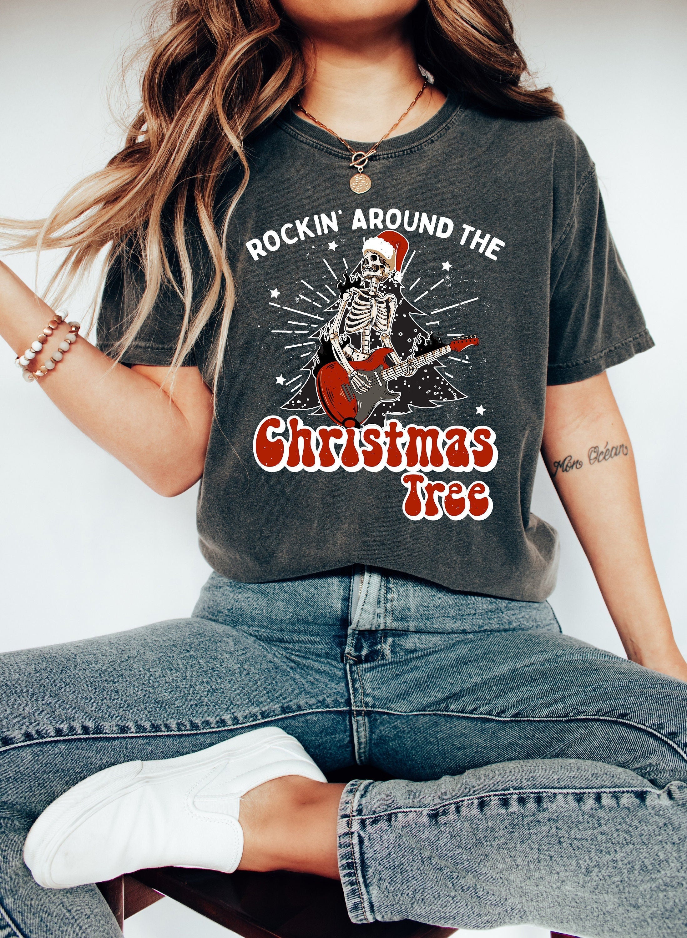 Retro Christmas Comfort Colors Shirt, Rocking Around The Tree Shirt, Vintage Santa Christmas Shirt, Retro Holiday Shirt, Ugly Sweater Shirt