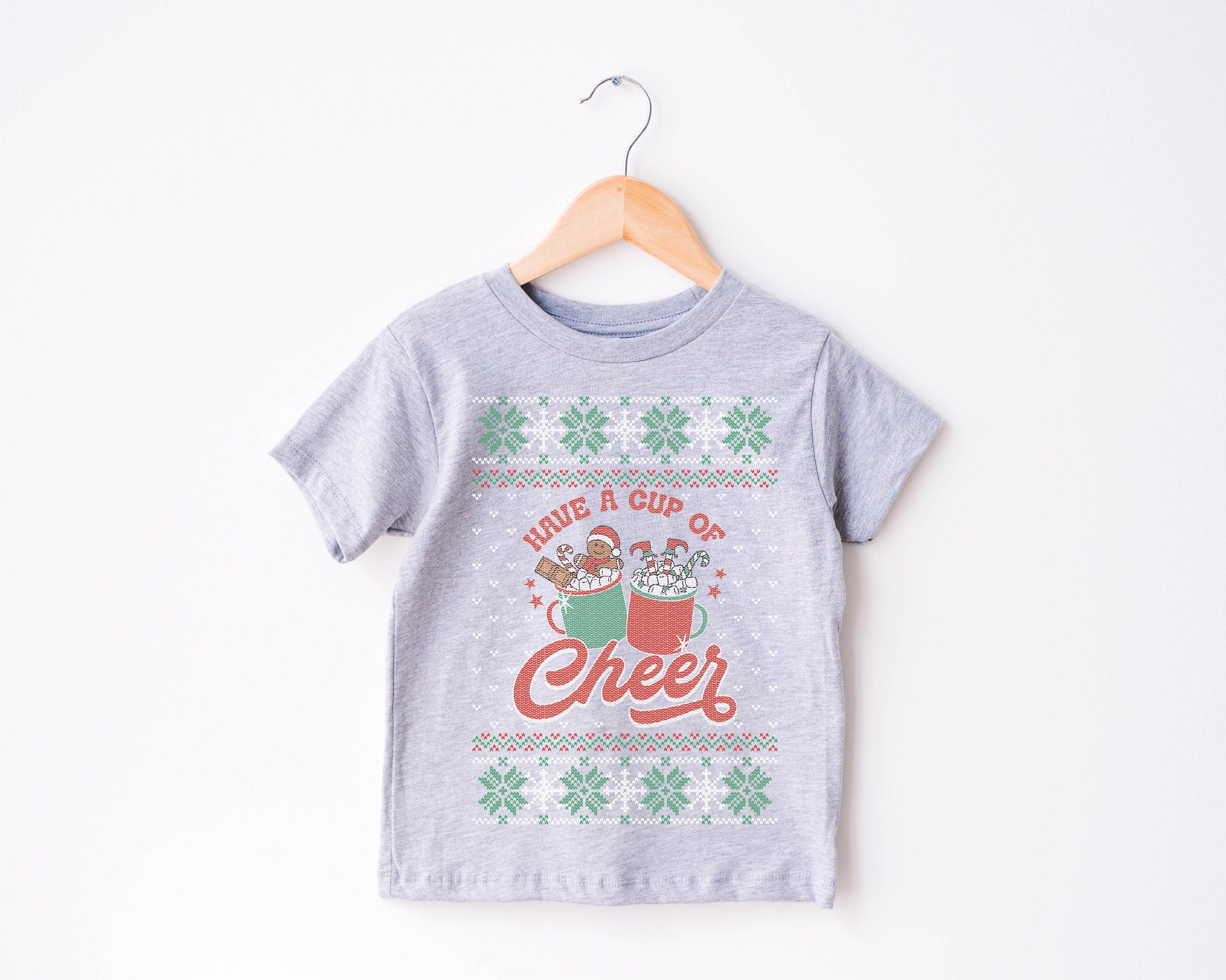 Have A Cup of Cheer Toddler Tee, Christmas Season Shirt, Cute Holiday Girls, Toddler Youth Santa Tee, Ugly Sweater Cute Vintage Bodysuit