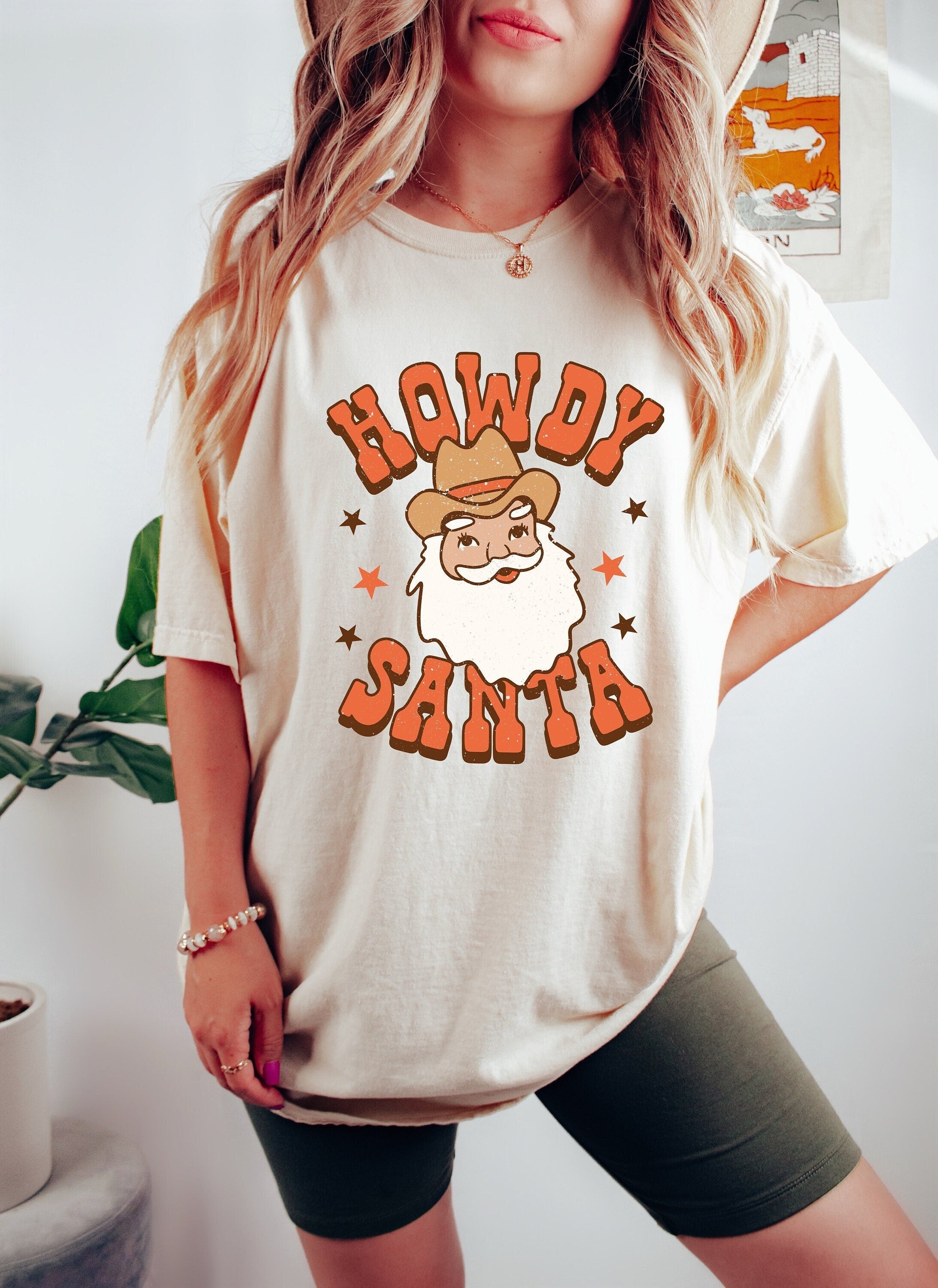 Retro Christmas Comfort Colors Shirt, Howdy Santa Western Shirt, Vintage Santa Christmas Shirt, Retro Holiday Shirt, Ugly Sweater Shirt