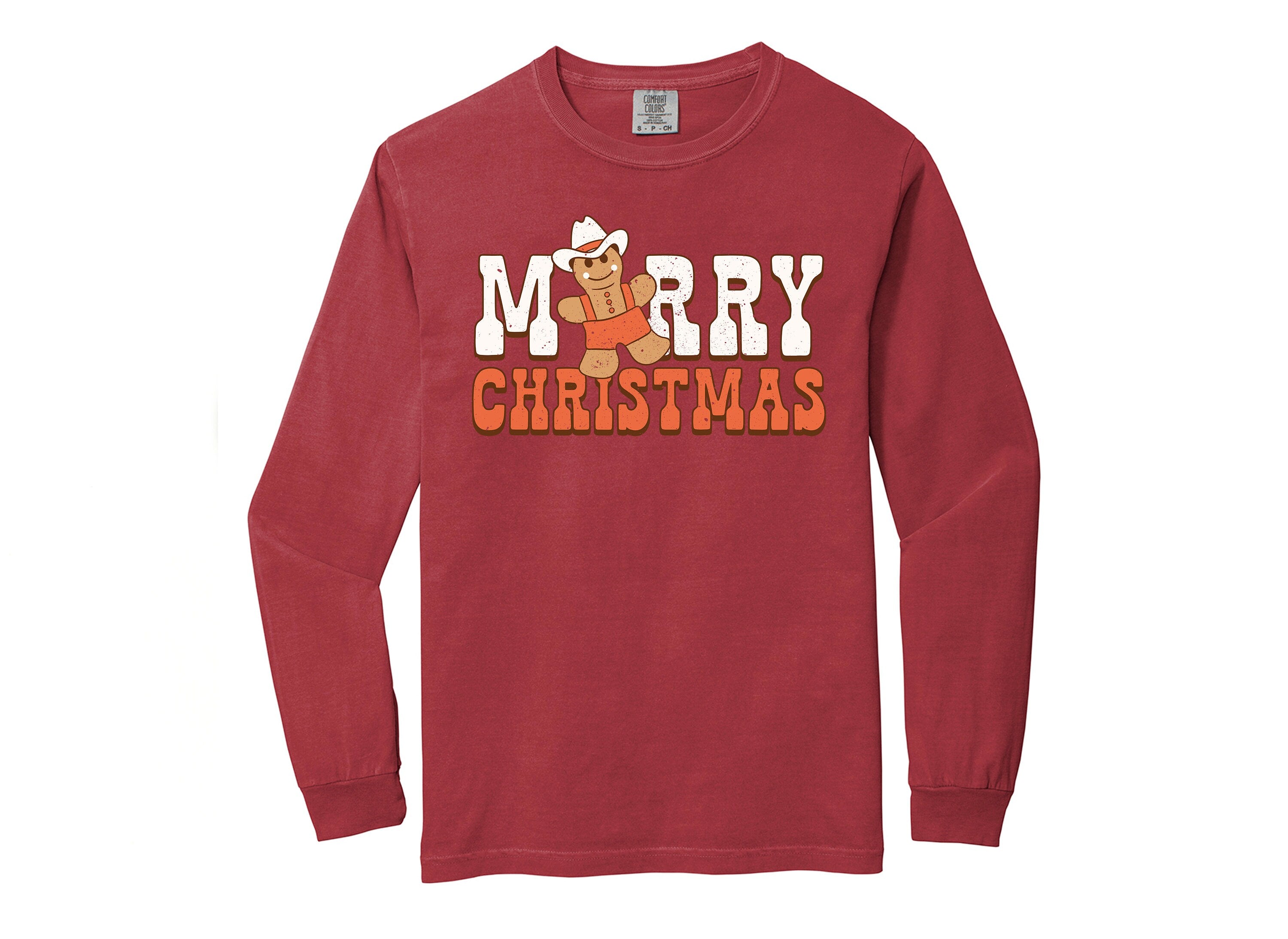 Long Sleeve Retro Christmas Comfort Colors shirt, Merry Christmas Western, Vintage Holiday Shirt, Santa Shirt, Retro Christmas Shirt