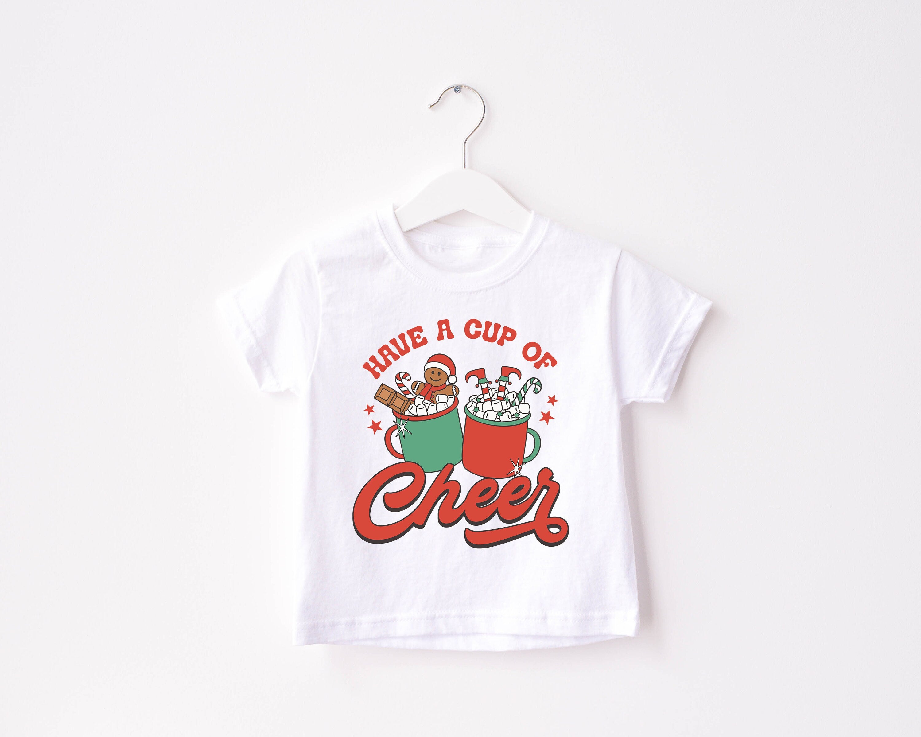 Have A Cup of Cheer Toddler Tee, Christmas Season Shirt, Cute Holiday Girls Shirt, Toddler Youth Santa Tee, Retro Boho Cute Vintage Bodysuit