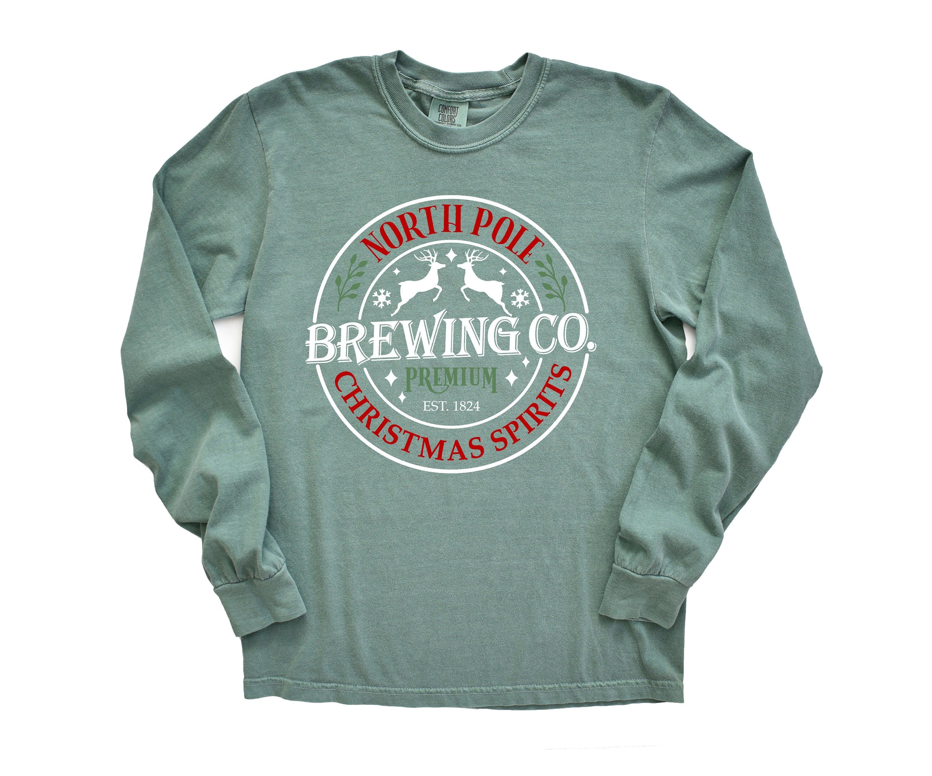 Long Sleeve Retro Christmas Comfort Colors shirt, North Pole Brewing Co, Vintage New Years Holiday Shirt, Santa Shirt, Retro Christmas Shirt