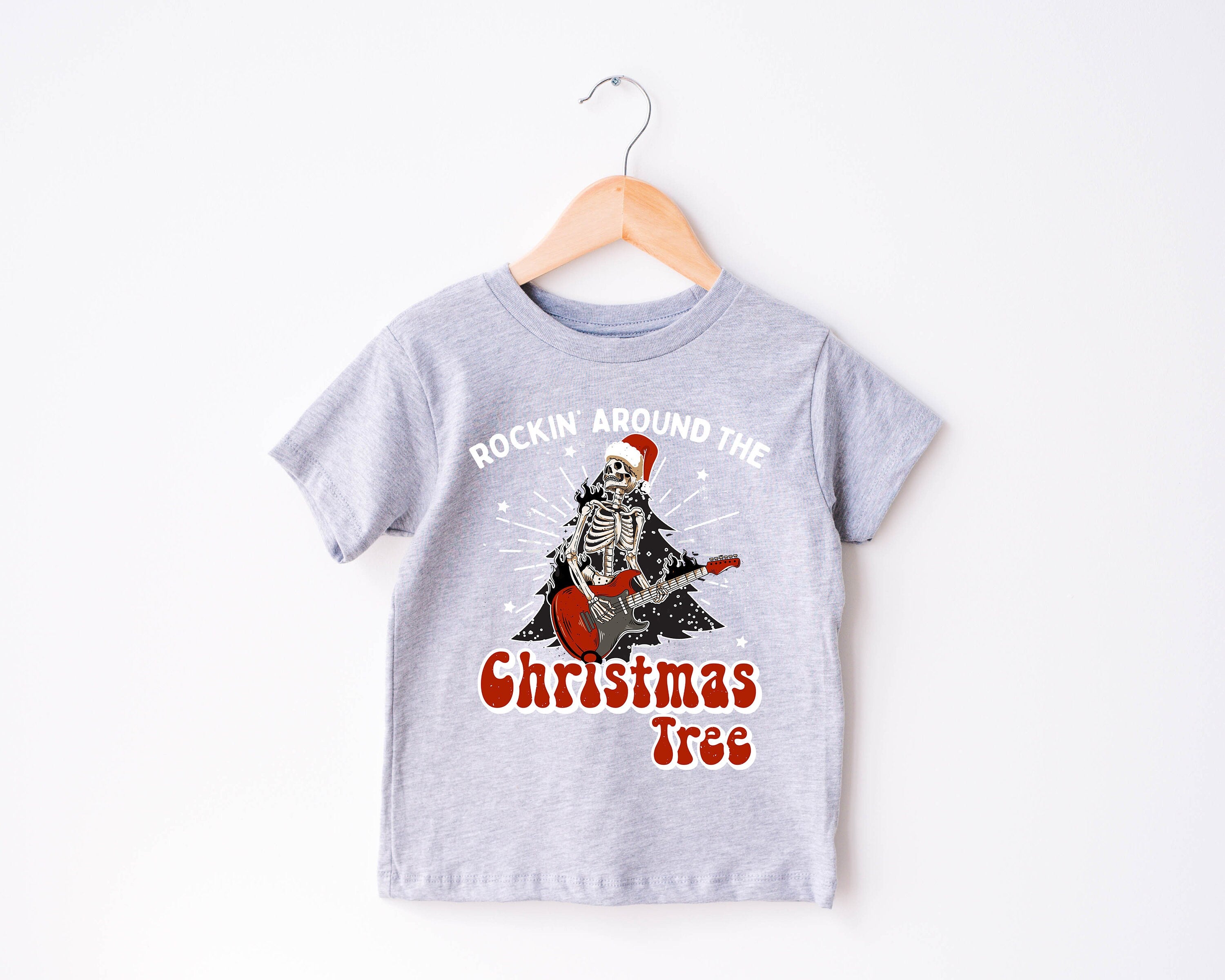 Rockin Around Tree Toddler Tee, Christmas Season Shirt, Cute Holiday Girls Shirt, Toddler Youth Santa Tee, Retro Boho Cute Vintage Bodysuit