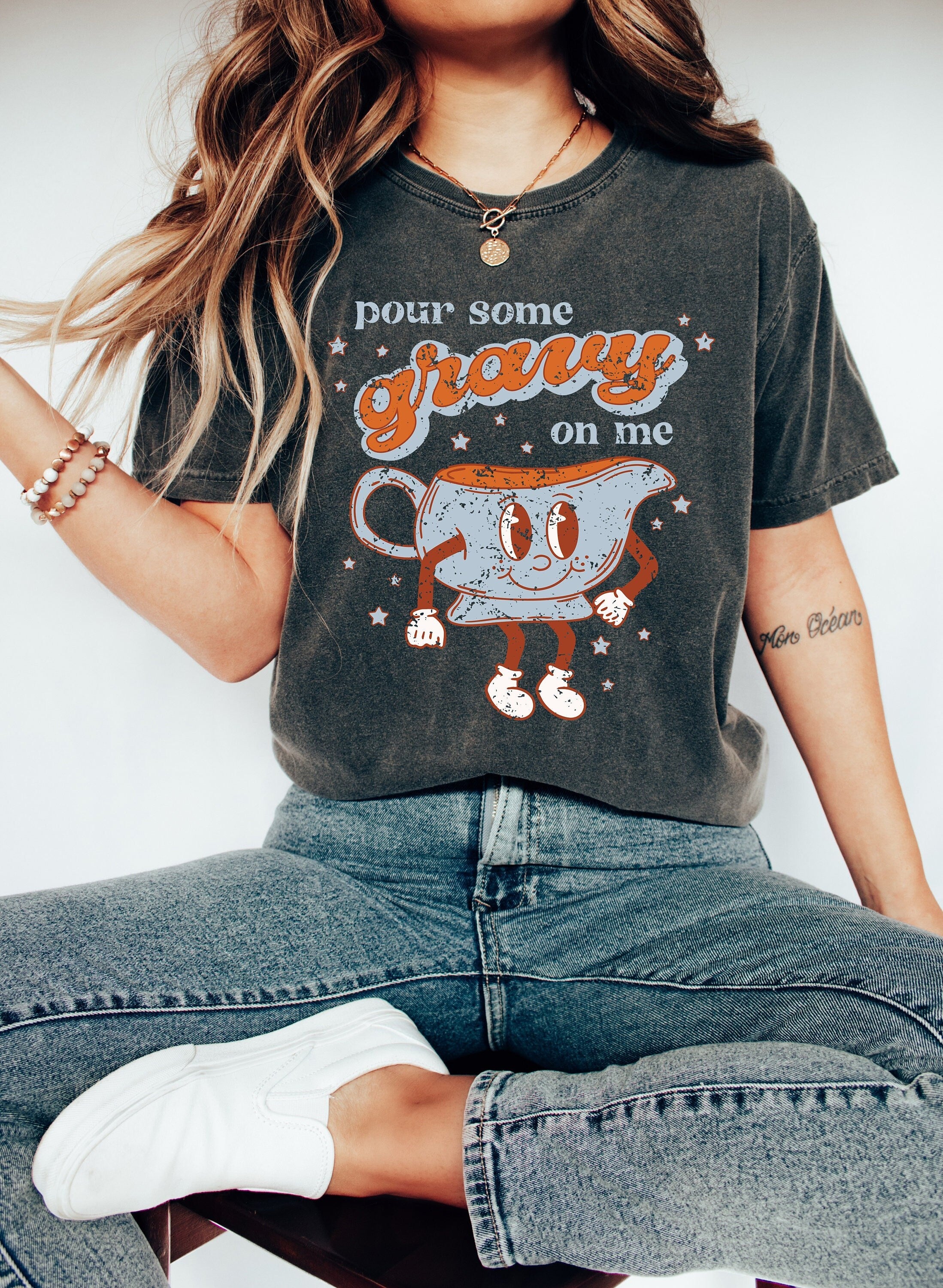 Retro Fall Comfort Colors Shirt, Pour Some Gravy On Me, Vintage Thanksgiving Pumpkin Shirt, Witch Shirt, Retro Fall Shirt, Autumn Shirt