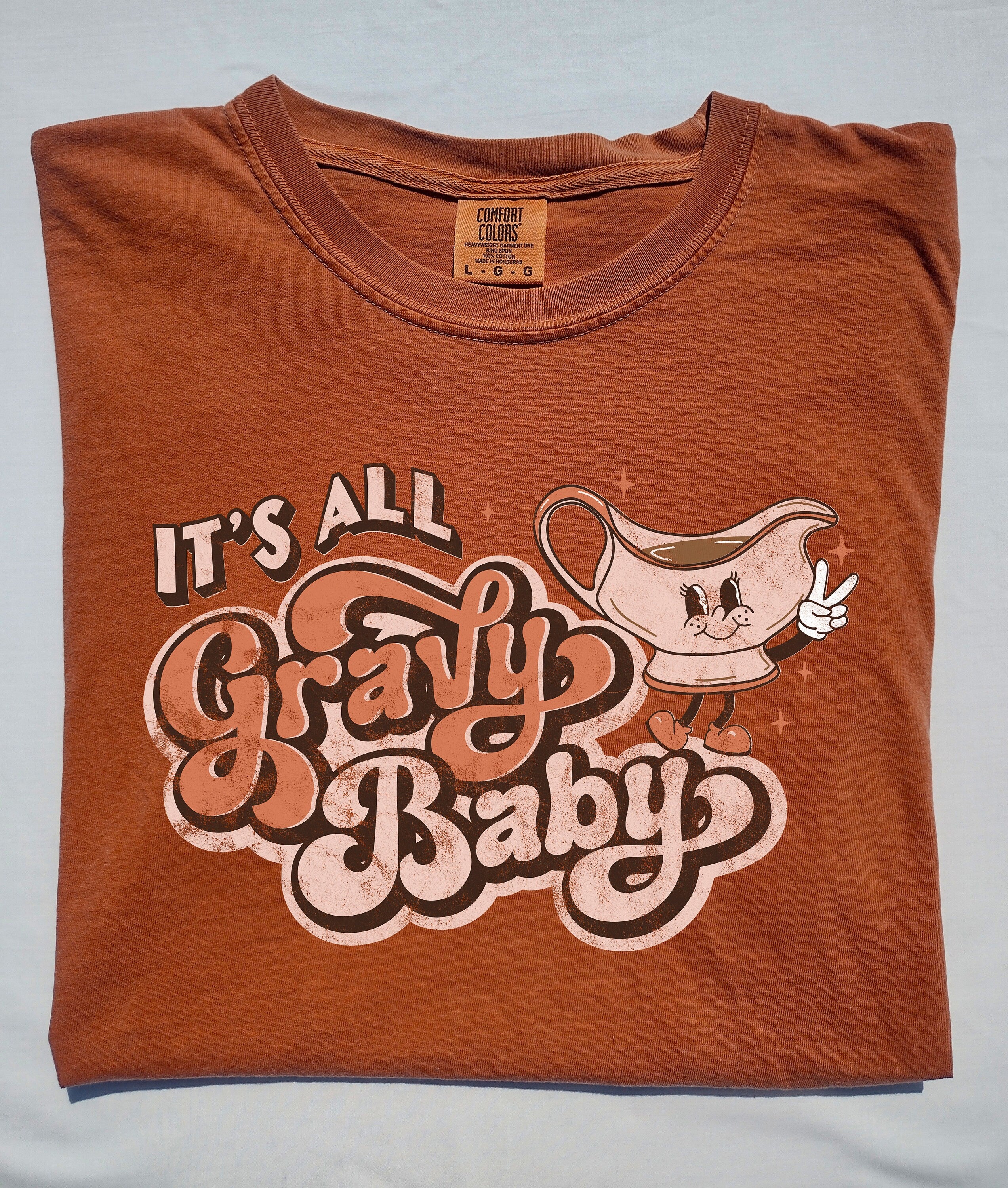 Long Sleeve Retro Fall Comfort Colors Shirt, It's All Gravy Baby Shirt, Vintage Thanksgiving Pumpkin Shirt,  Retro Fall Shirt, Autumn Shirt