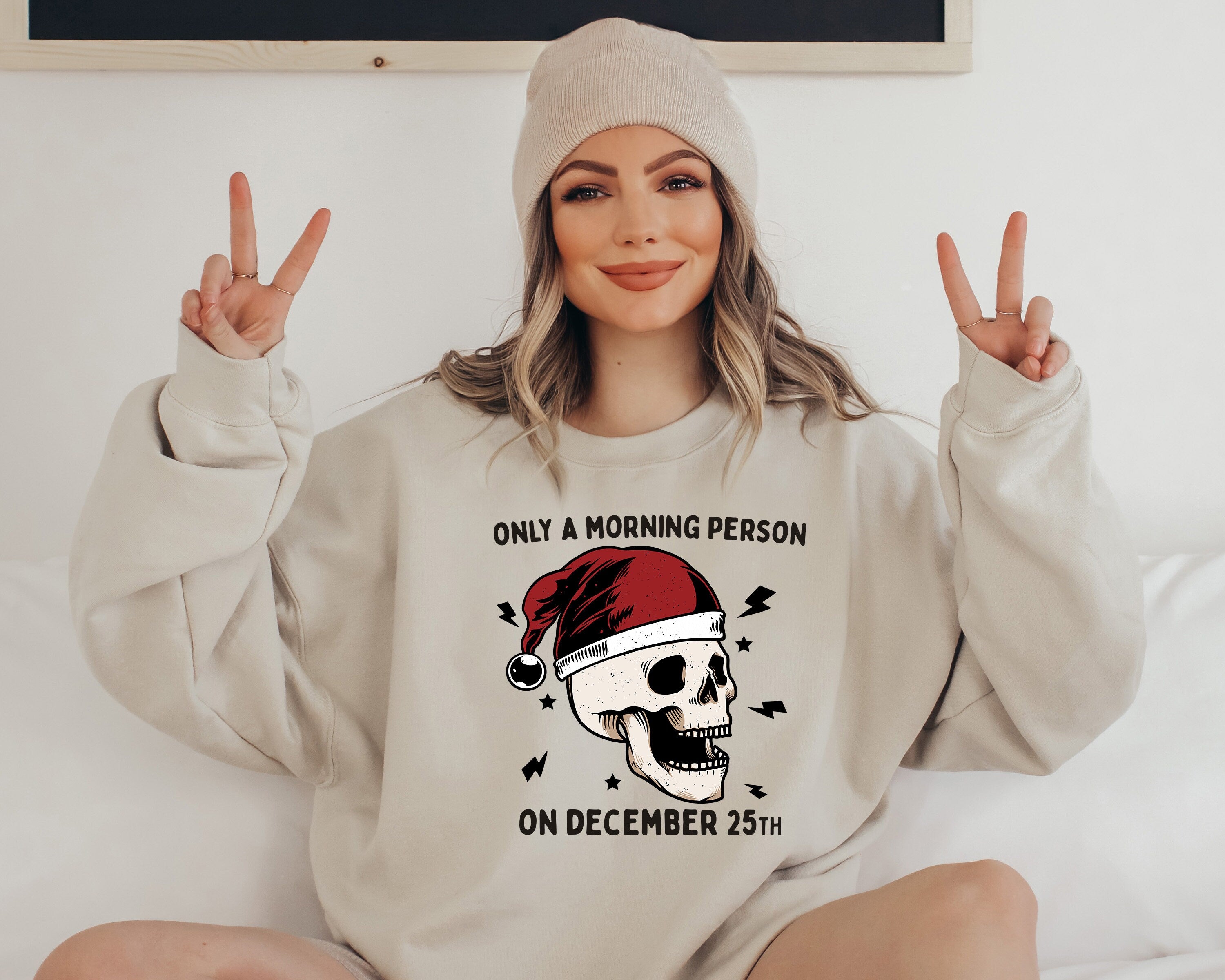 Not A Morning Person Sweater, Vintage Christmas, Christmas Sweatshirt, Women's Cute Santa, Xmas Graphic Pullover, Holiday Ugly Sweater