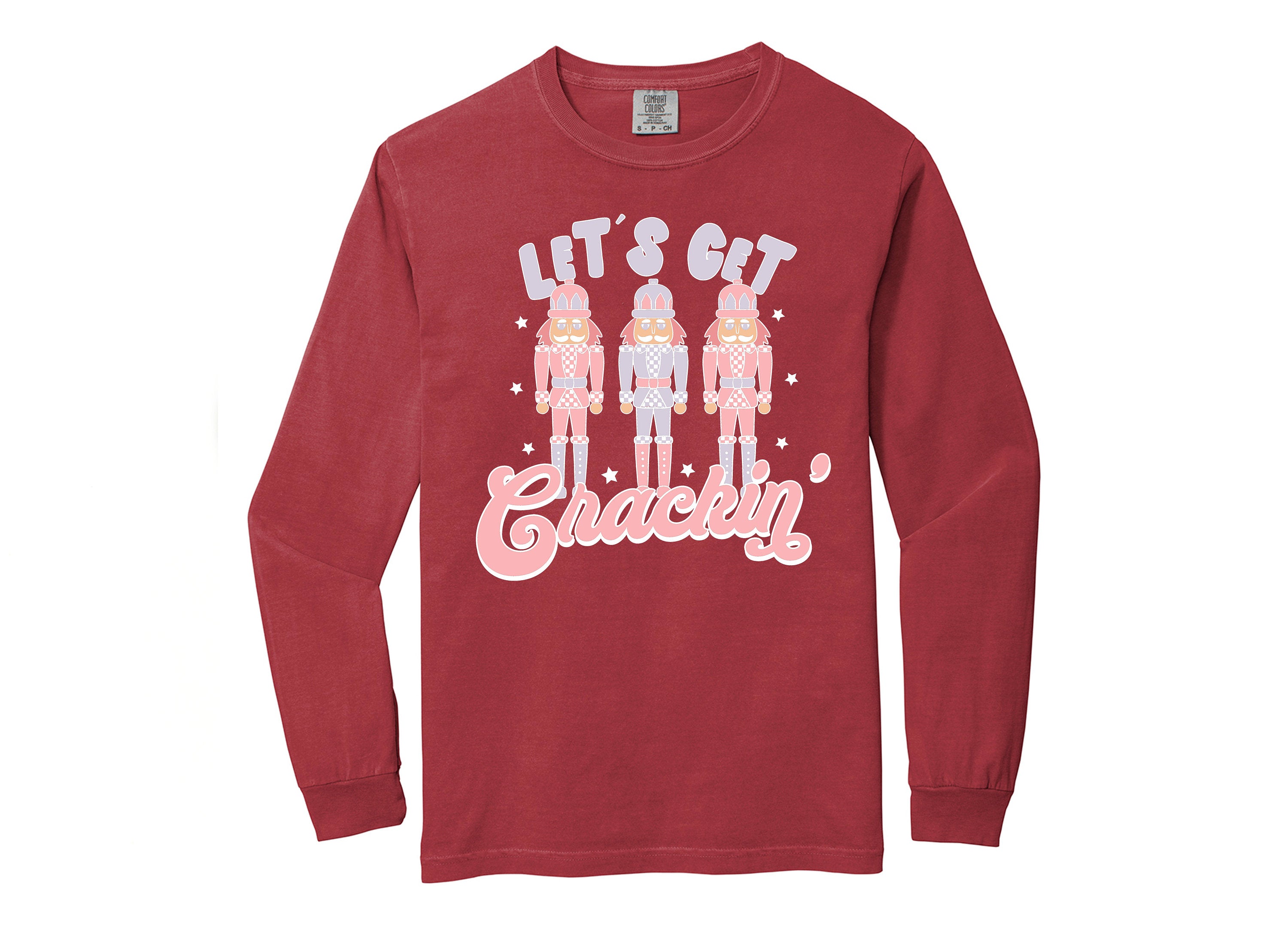 Long Sleeve Retro Christmas Comfort Colors shirt, Let's Get Crackin Christmas, Vintage Holiday Shirt, Santa Shirt, Retro Christmas Shirt