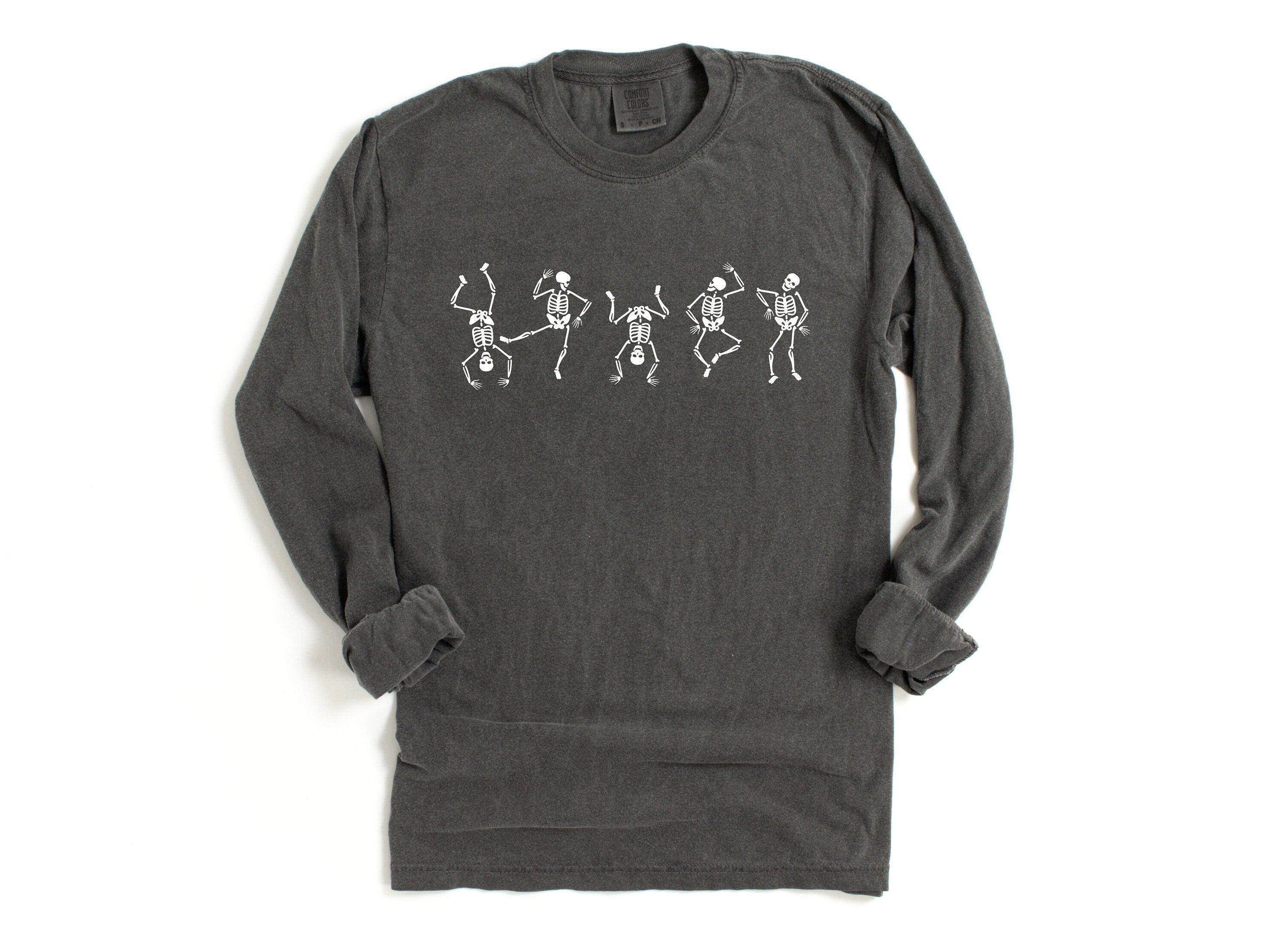 Long Sleeve Retro Halloween Comfort Colors shirt, Dancing Skeleton Halloween, Vintage Ghost Halloween Shirt, Witch Shirt, Retro Fall Shirt