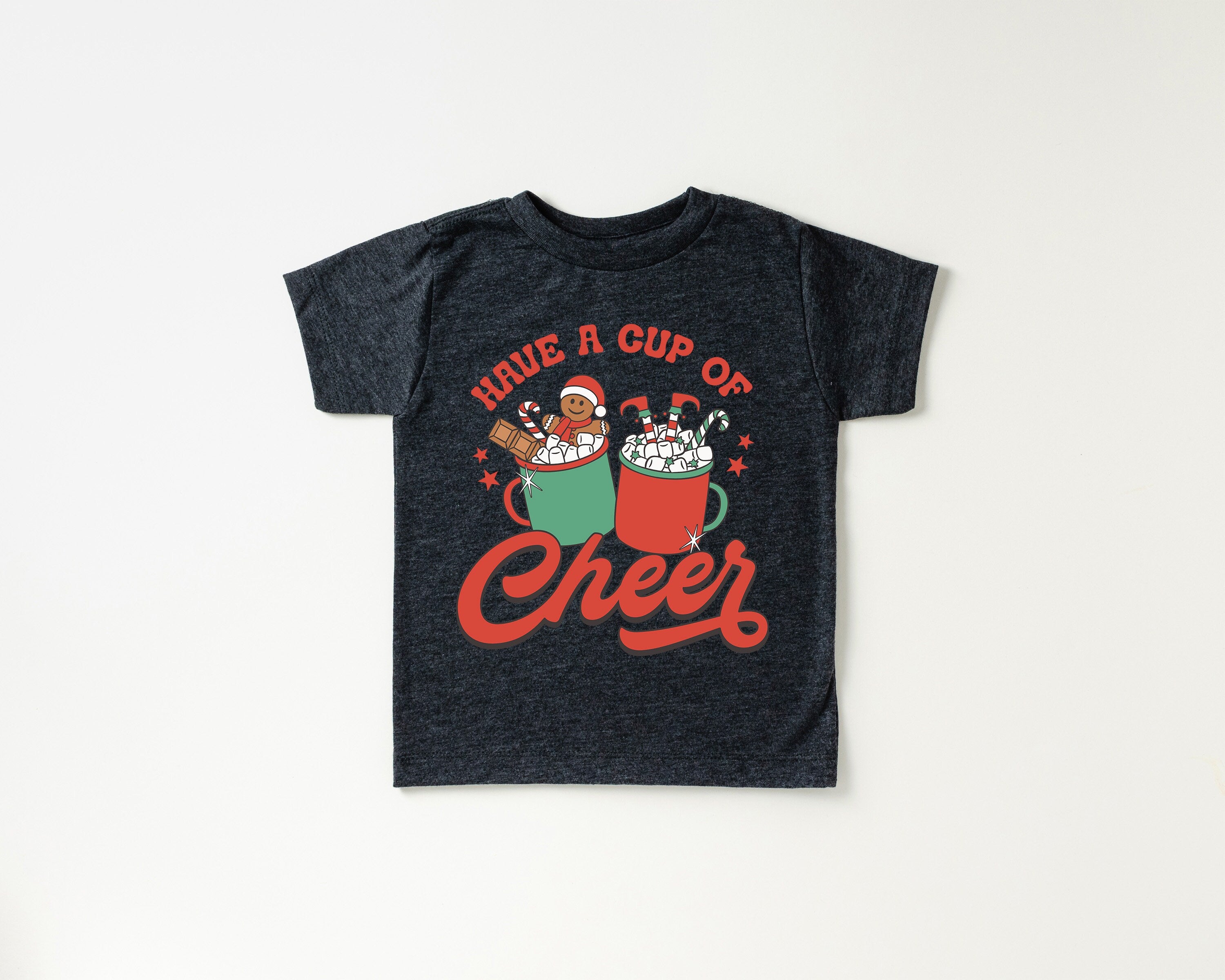 Have A Cup of Cheer Toddler Tee, Christmas Season Shirt, Cute Holiday Girls Shirt, Toddler Youth Santa Tee, Retro Boho Cute Vintage Bodysuit