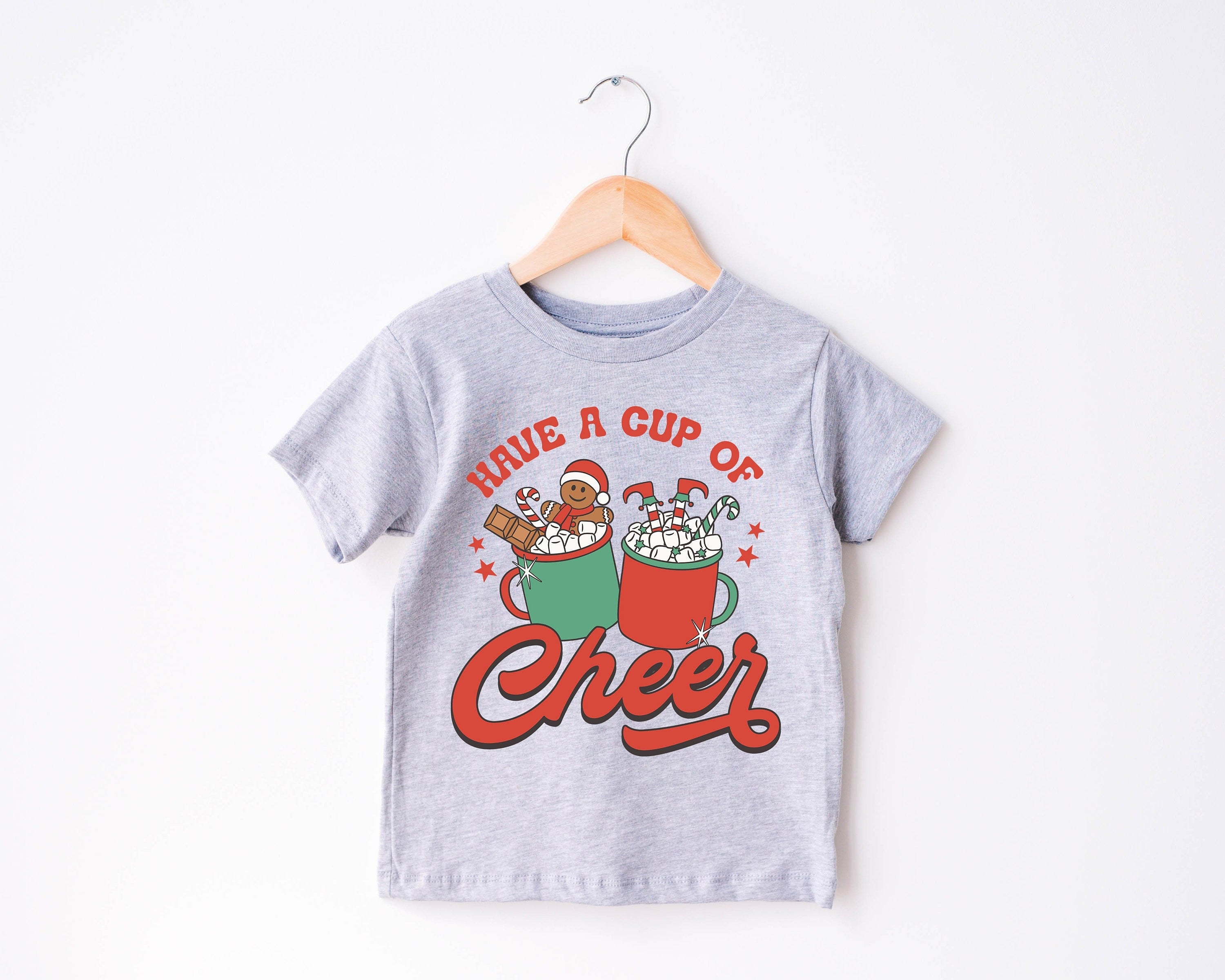 Have A Cup of Cheer Toddler Tee, Christmas Season Shirt, Cute Holiday Girls Shirt, Toddler Youth Santa Tee, Retro Boho Cute Vintage Bodysuit