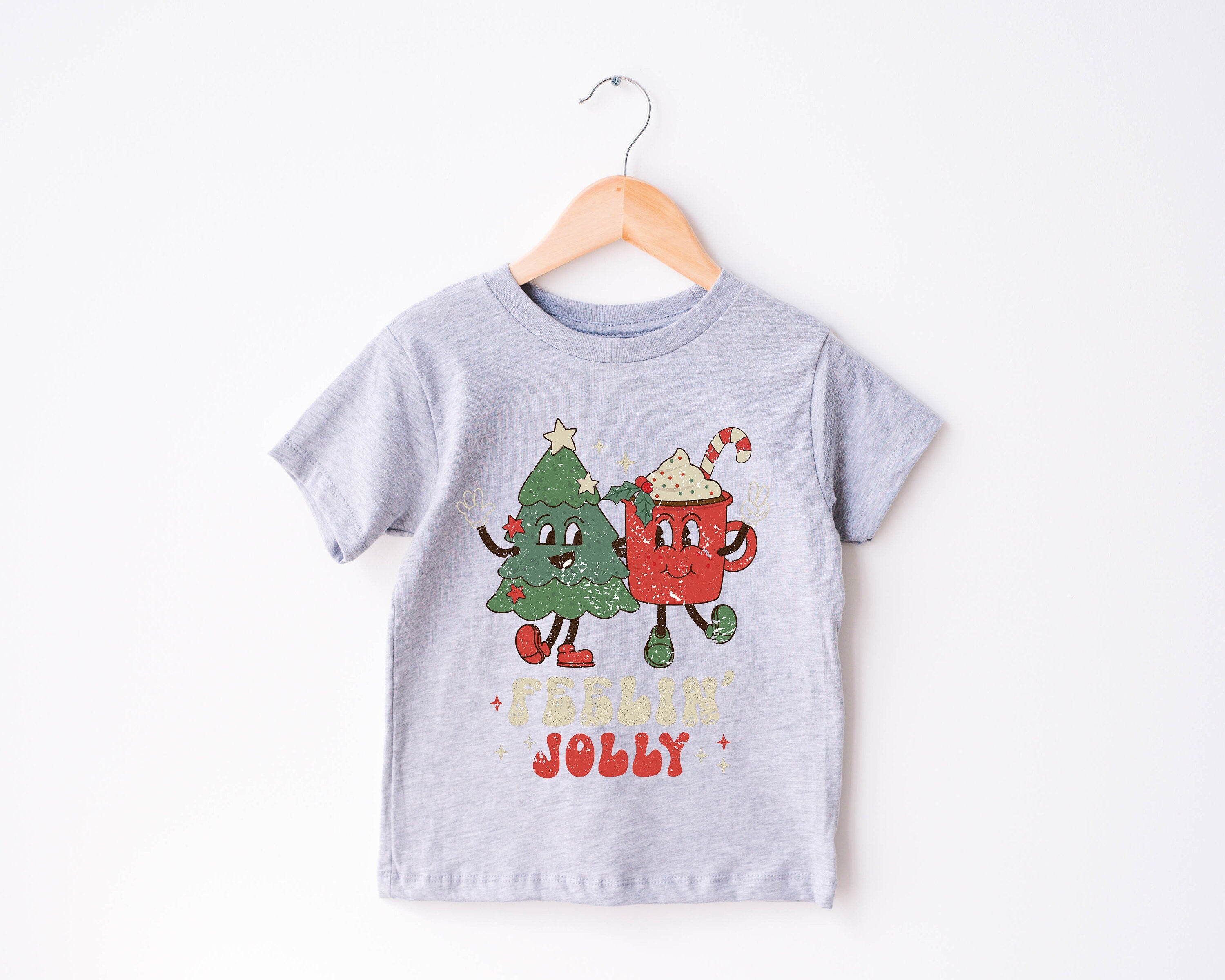 Feeling Jolly Toddler Tee, Christmas Season Shirt, Cute Holiday Girls Shirt, Toddler Youth Santa Tee, Retro Boho Cute Vintage Bodysuit