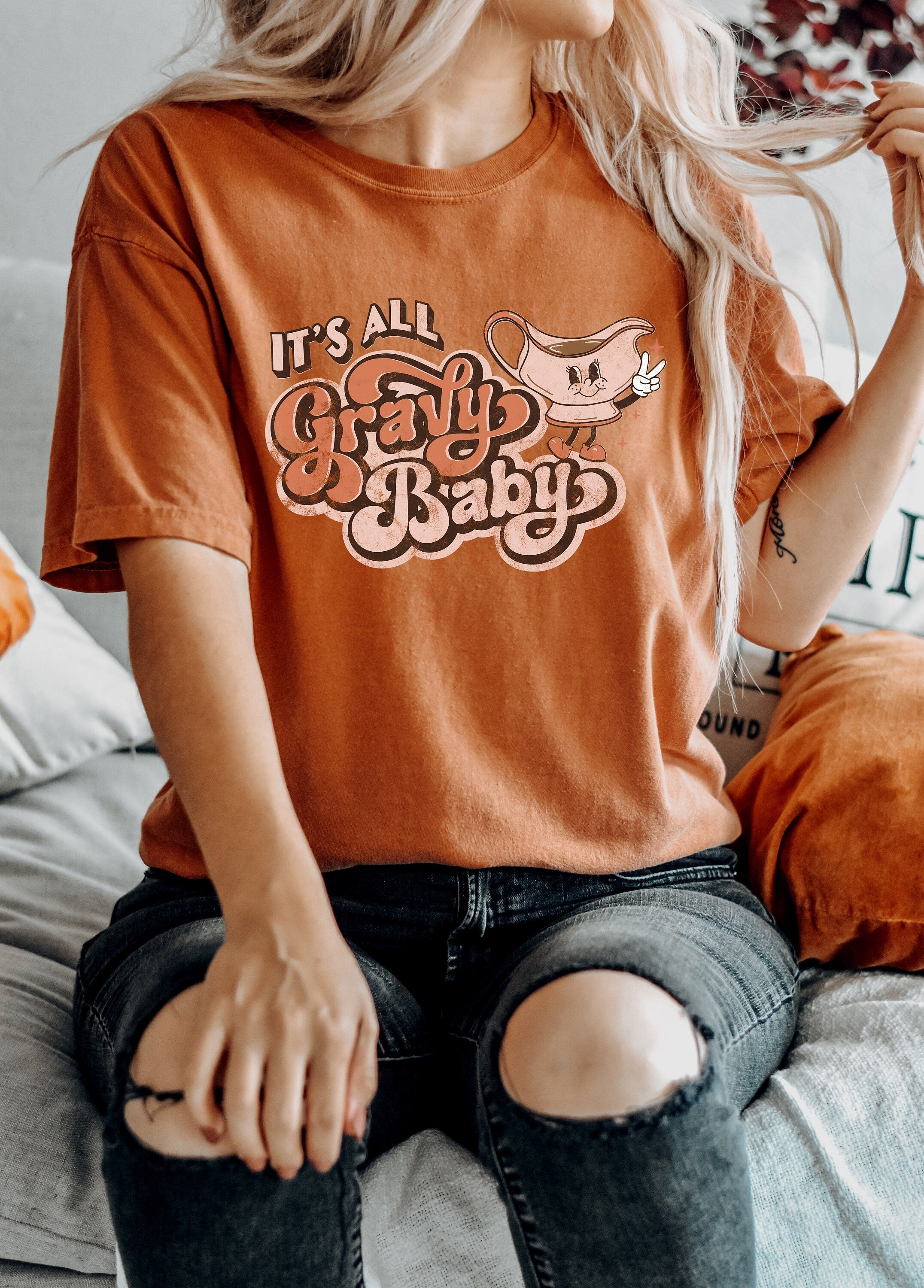 Retro Fall Comfort Colors Shirt, It's All Gravy Baby, Vintage Thanksgiving Pumpkin Shirt, Witch Shirt, Retro Fall Shirt, Autumn Shirt