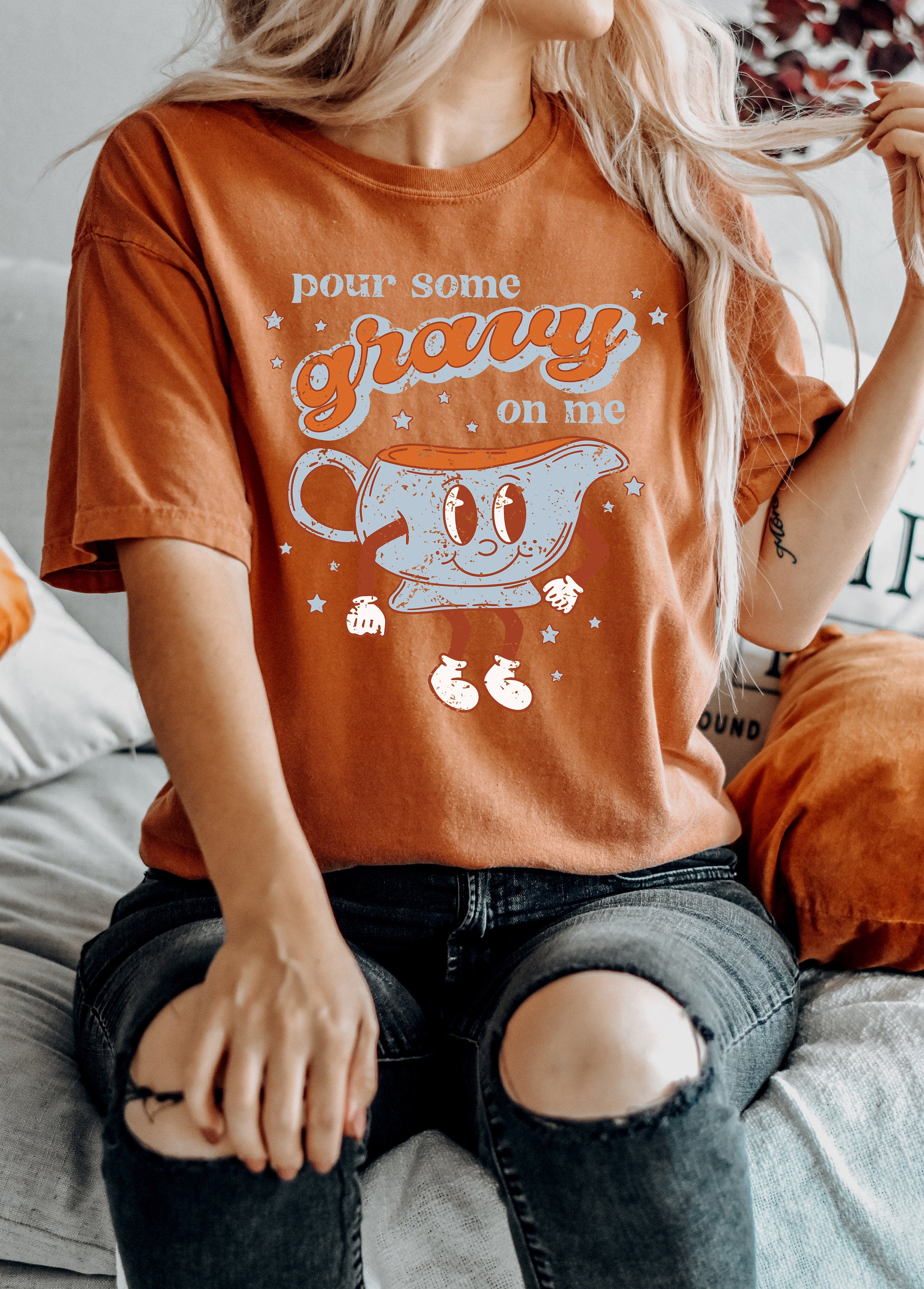 Retro Fall Comfort Colors Shirt, Pour Some Gravy On Me, Vintage Thanksgiving Pumpkin Shirt, Witch Shirt, Retro Fall Shirt, Autumn Shirt