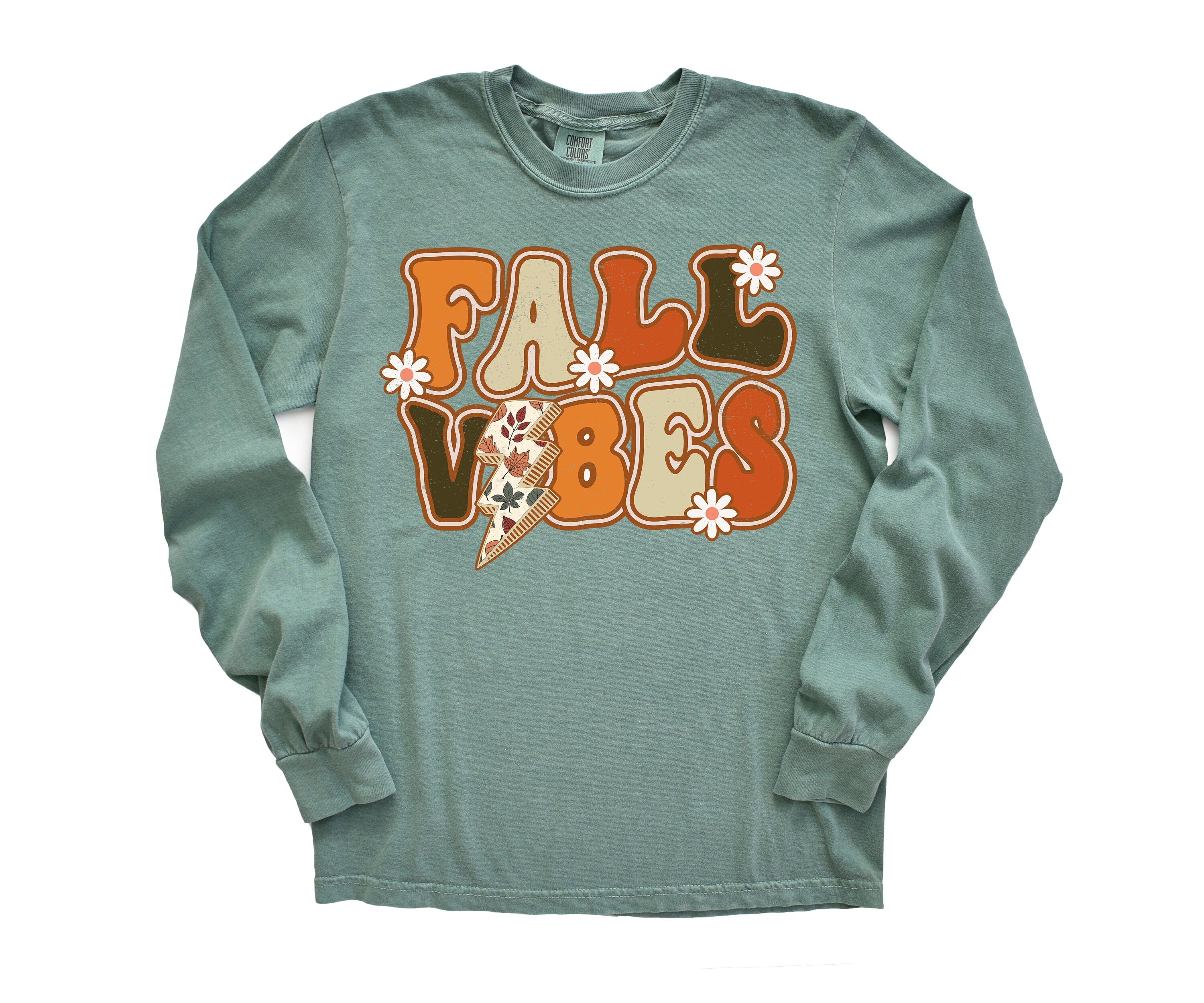 Long Sleeve Retro Fall Comfort Colors Shirt, Fall Vibes Tee, Vintage Thanksgiving Pumpkin Shirt, Retro Fall Shirt, Autumn Shirt