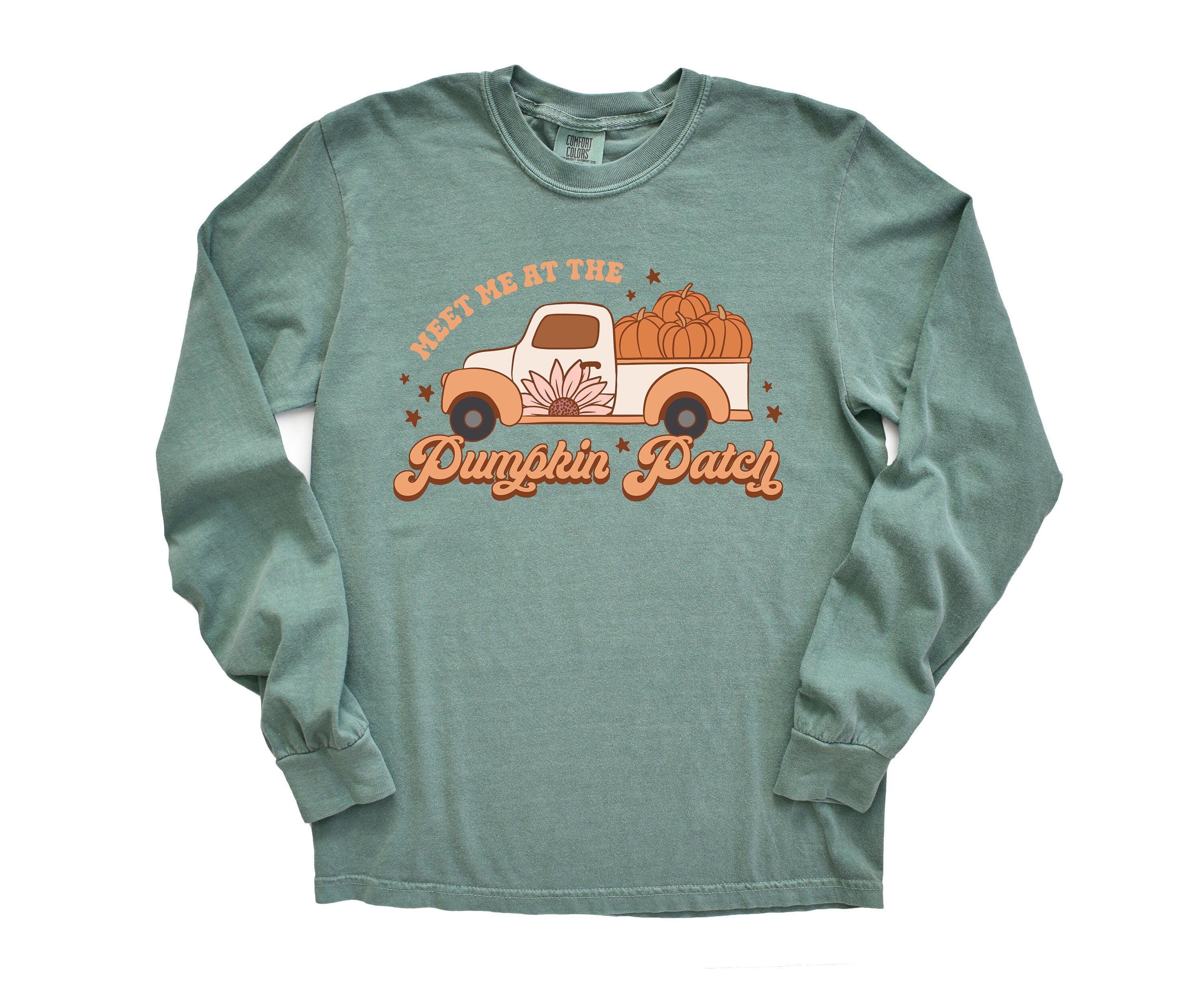 Long Sleeve Retro Fall Comfort Colors Shirt, Meet Me At The Pumpkin Patch, Vintage Thanksgiving Pumpkin Shirt, Retro Fall Shirt, Autumn