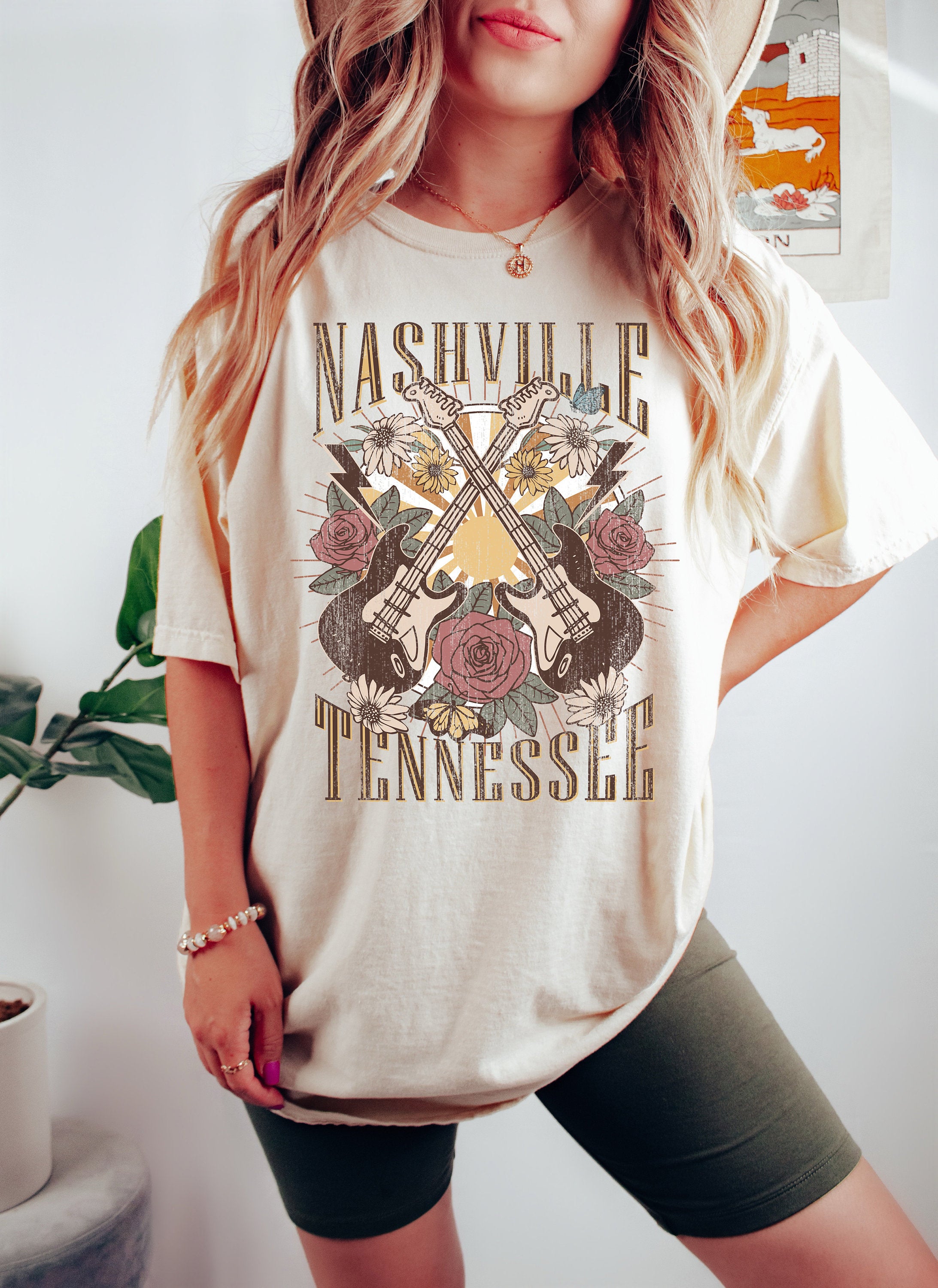 Retro Music City Comfort Colors Shirt, Nashville Tennessee Shirt, Vintage Free Spirit Shirt, Oversized Shirt, Retro Graphic Shirt, Rock Star