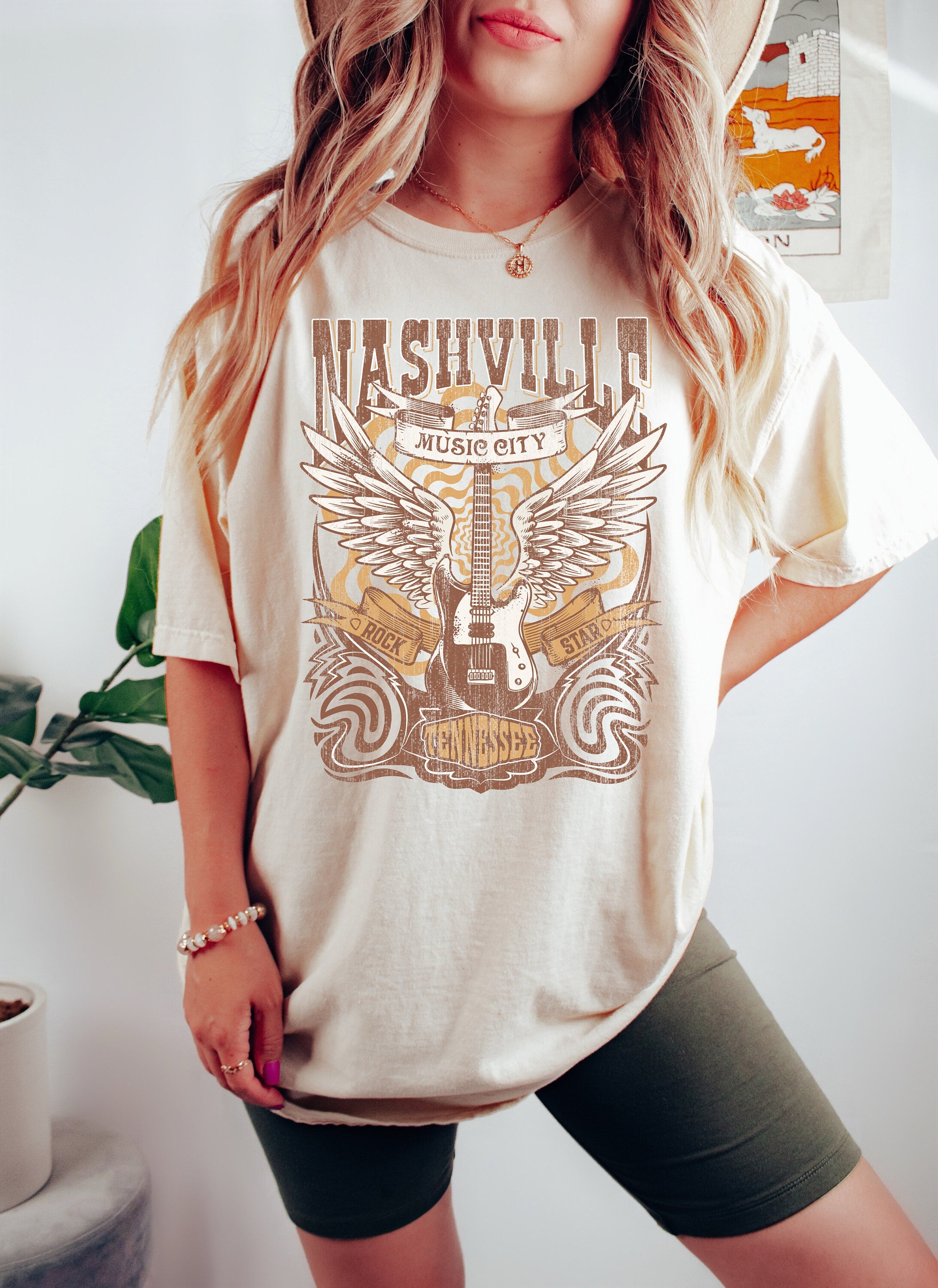 Retro Music City Comfort Colors Shirt, Nashville Tennessee Shirt, Vintage Free Spirit Shirt, Oversized Shirt, Retro Graphic Shirt, Rock Star