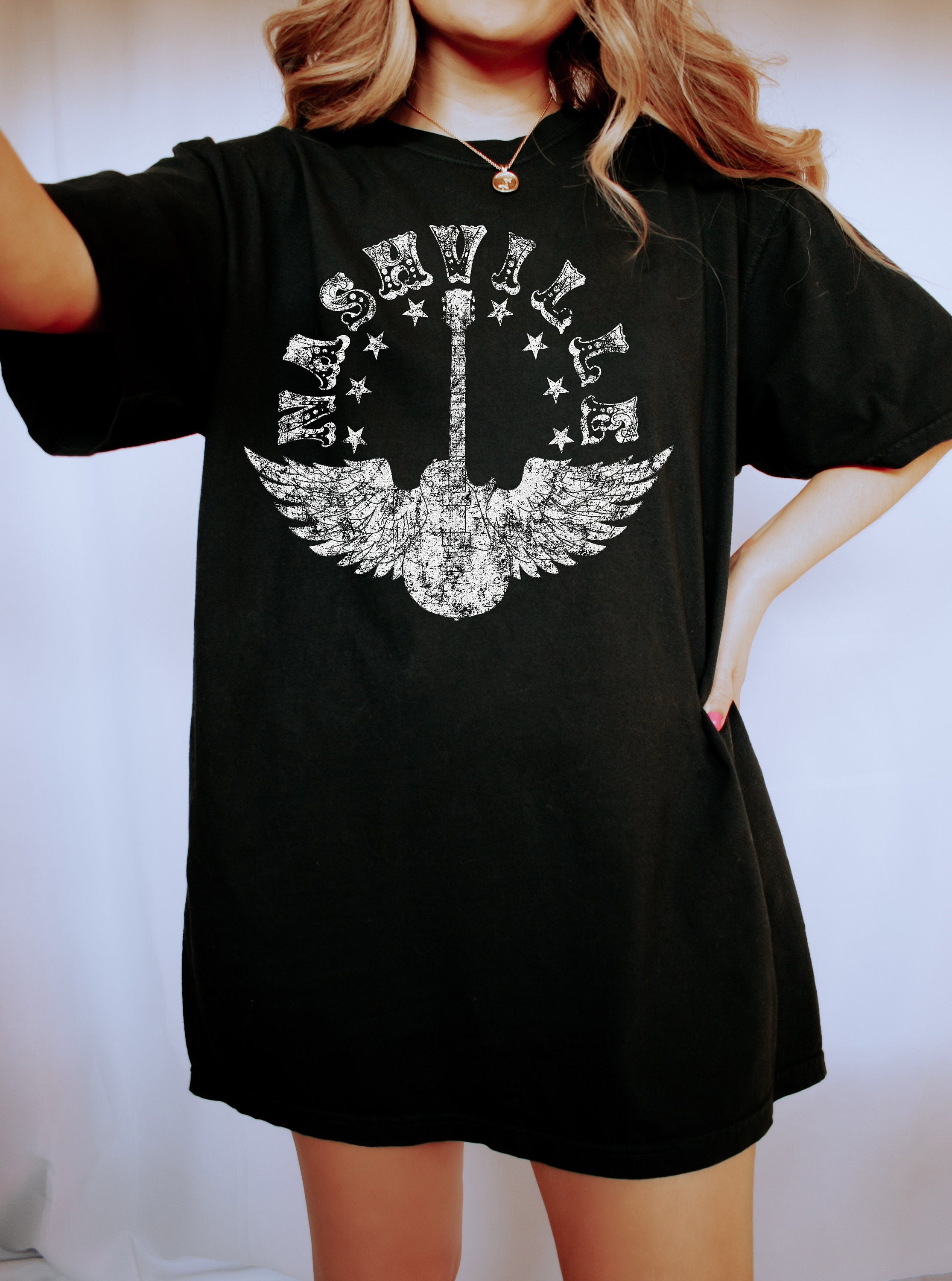 Retro Music City Comfort Colors Shirt, Nashville Tennessee Shirt, Vintage Free Spirit Shirt, Oversized Shirt, Retro Graphic Shirt, Rock Star
