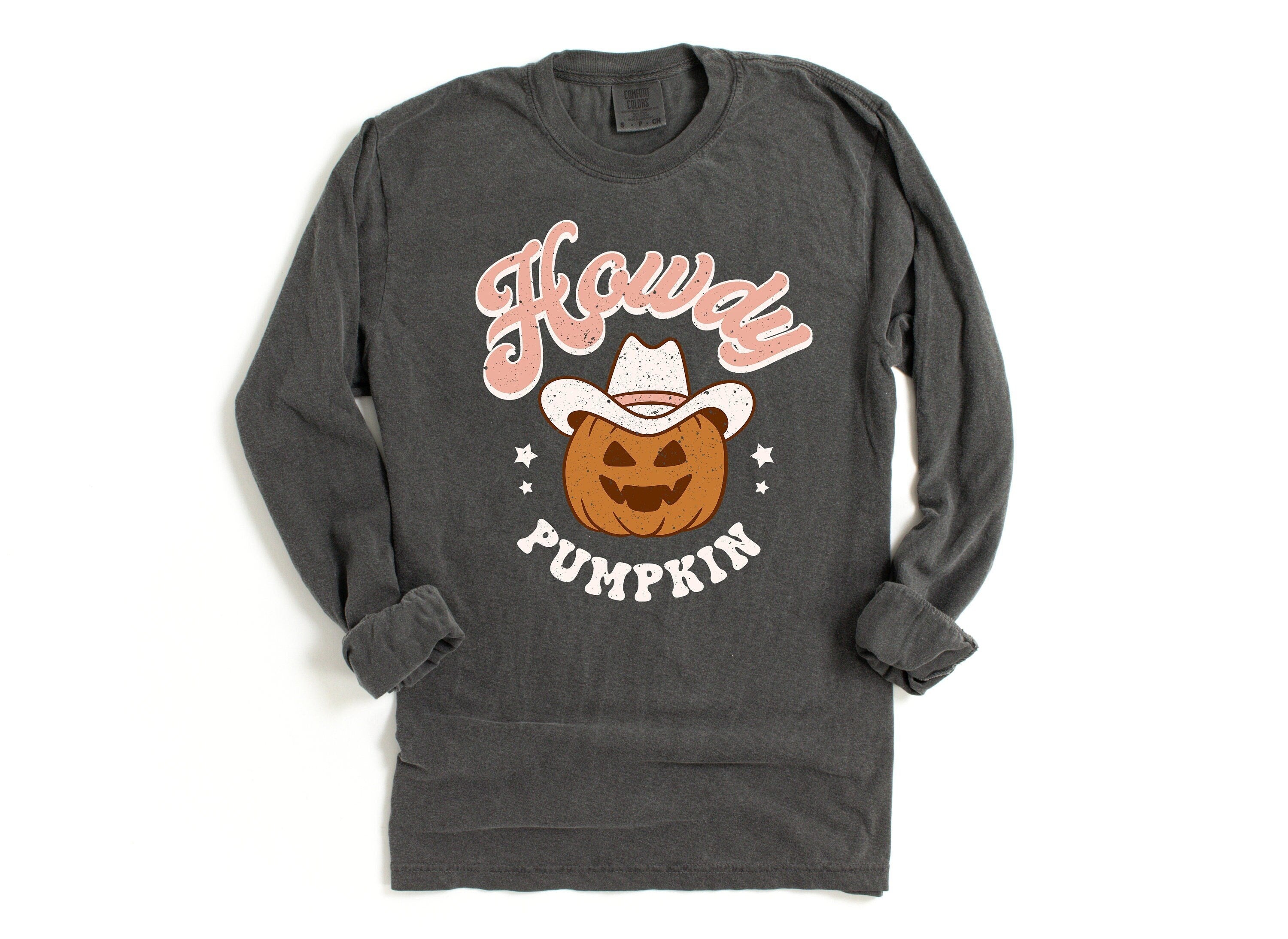 Long Sleeve Retro Halloween Comfort Colors Shirt, Howdy Pumpkin Western Shirt, Vintage Ghost Halloween Shirt, Witch Shirt, Retro Fall Shirt