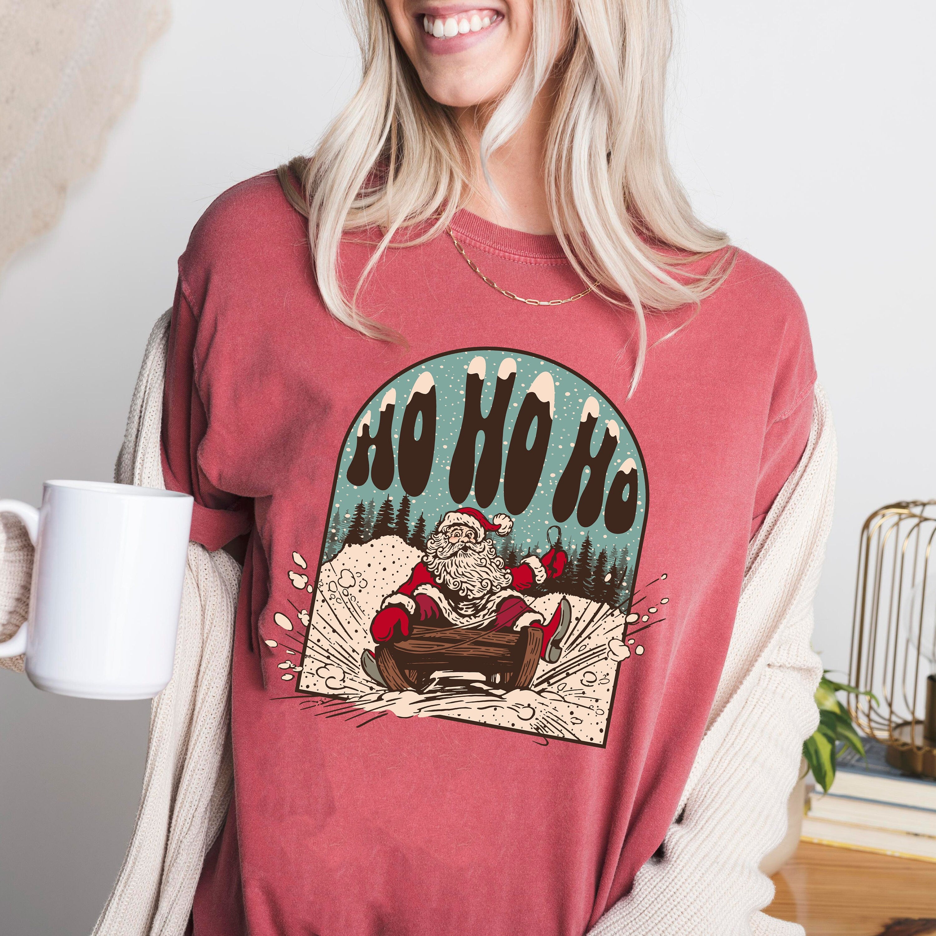 Retro Christmas Comfort Colors Shirt, Ho Ho Ho New Years Shirt, Vintage Santa Christmas Shirt, Retro Holiday Shirt, Ugly Sweater Shirt