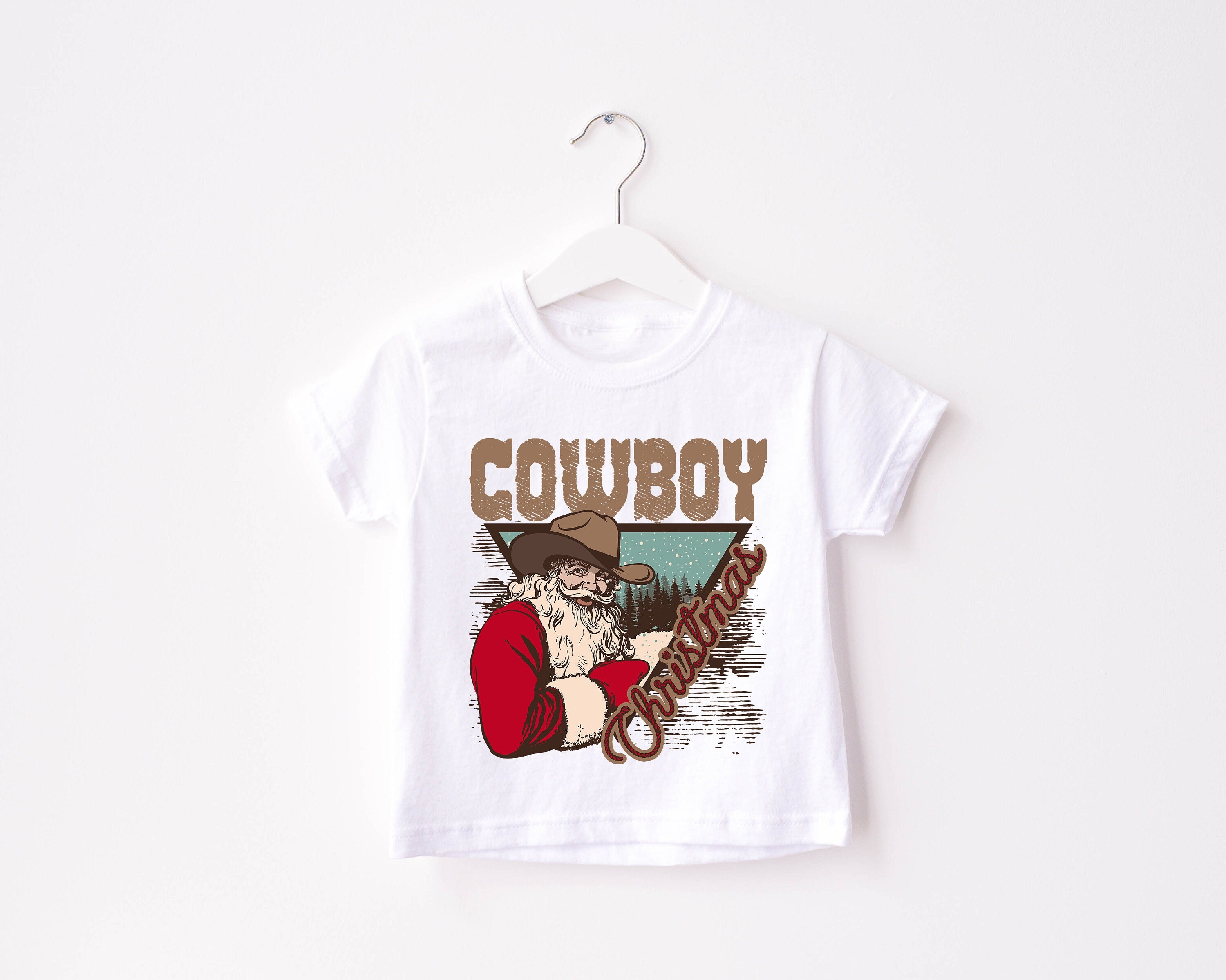 Christmas Cowboy Toddler Tee, Christmas Season Shirt, Cute Holiday Girls Shirt, Toddler Youth Santa Tee, Retro Boho Cute Vintage Bodysuit