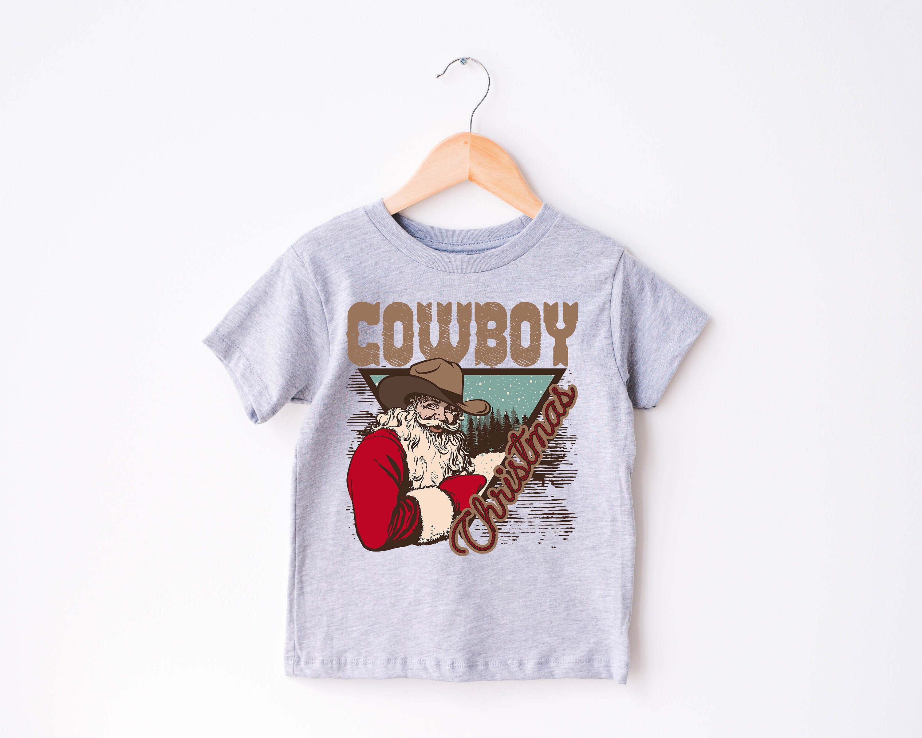 Christmas Cowboy Toddler Tee, Christmas Season Shirt, Cute Holiday Girls Shirt, Toddler Youth Santa Tee, Retro Boho Cute Vintage Bodysuit