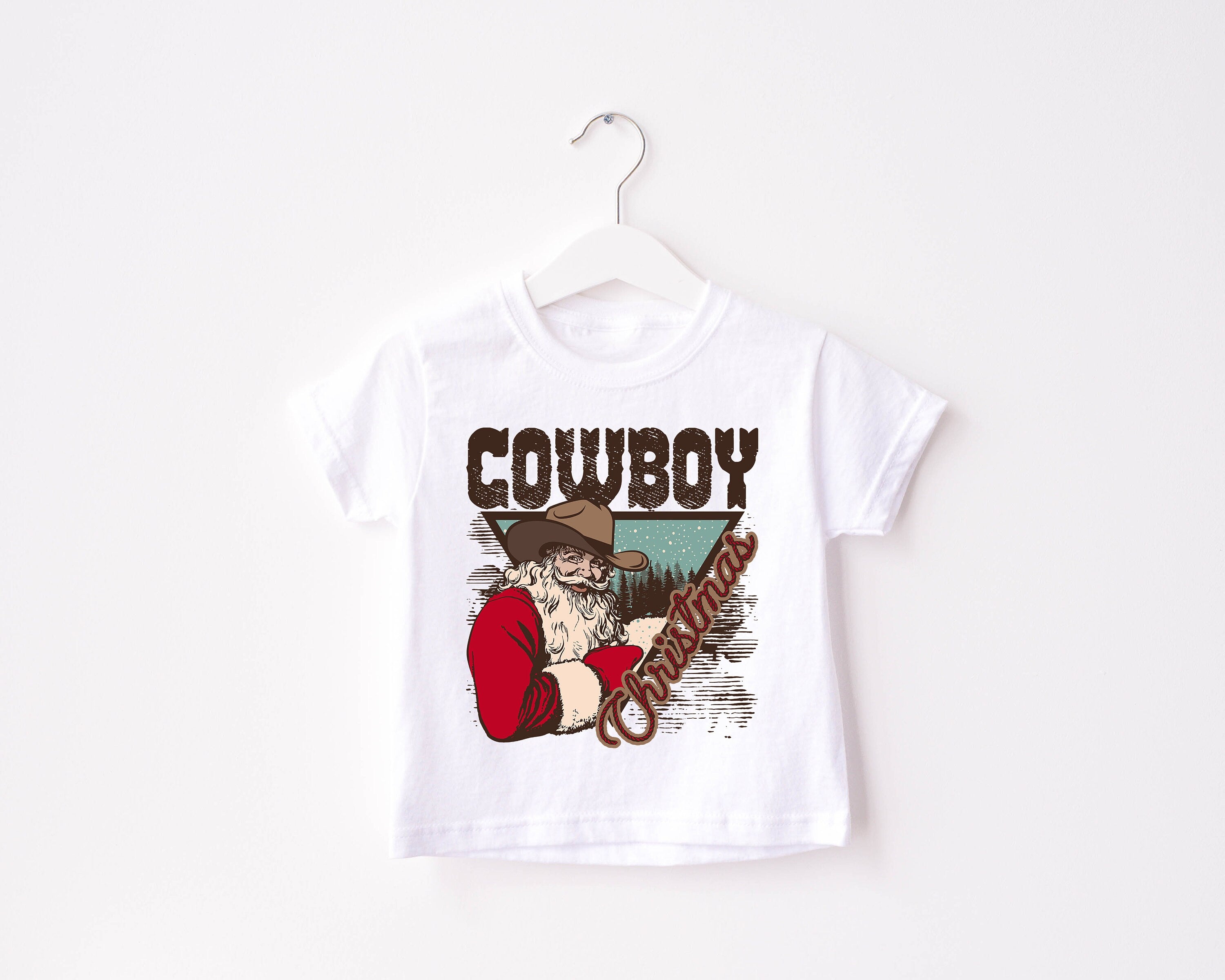 Christmas Cowboy Toddler Tee, Christmas Season Shirt, Cute Holiday Girls Shirt, Toddler Youth Santa Tee, Retro Boho Cute Vintage Bodysuit