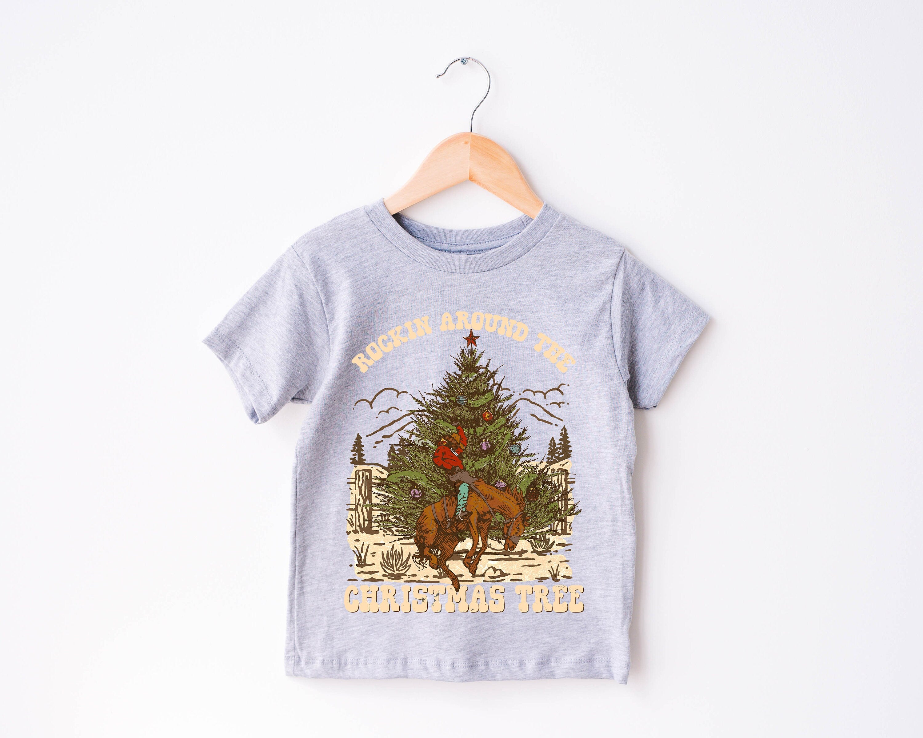 Rockin Around Tree Toddler Tee, Christmas Season Shirt, Cute Holiday Girls Shirt, Toddler Youth Santa Tee, Retro Boho Cute Vintage Bodysuit