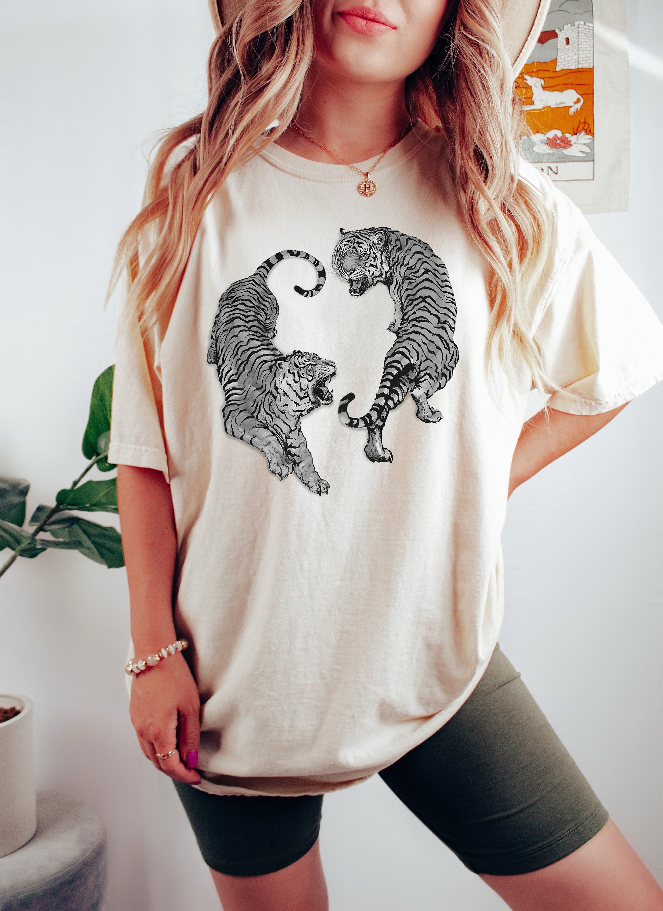 Retro Comfort Colors Shirt, Fierce Tiger Lighting Shirt, Vintage Free Spirit Shirt, Oversized Shirt, Retro Graphic Shirt, Distressed Tee