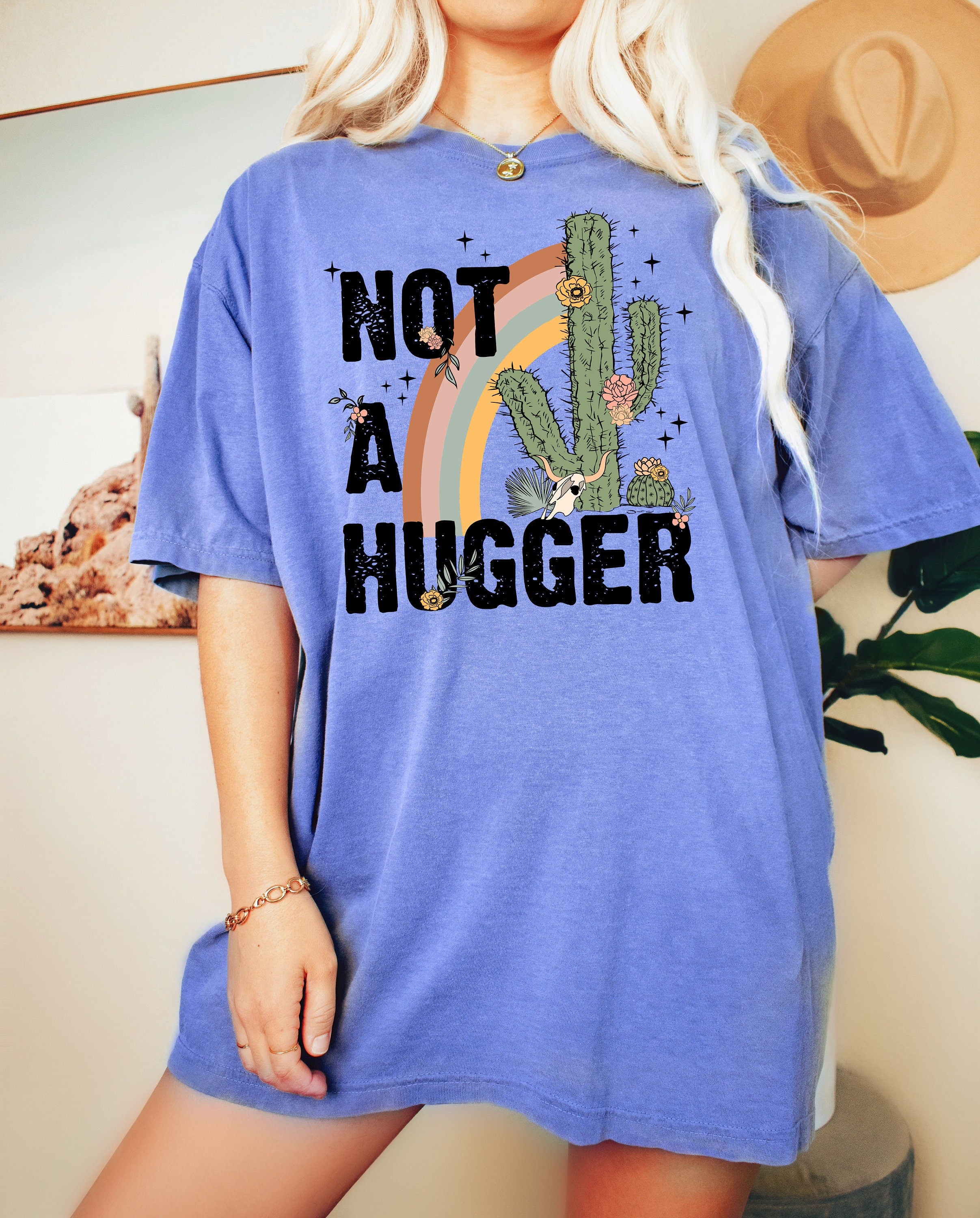 Retro Comfort Colors Shirt, Not A hugger Shirt, Vintage Personal Space Shirt, Oversized Shirt, Retro Graphic Shirt, Distressed Tee