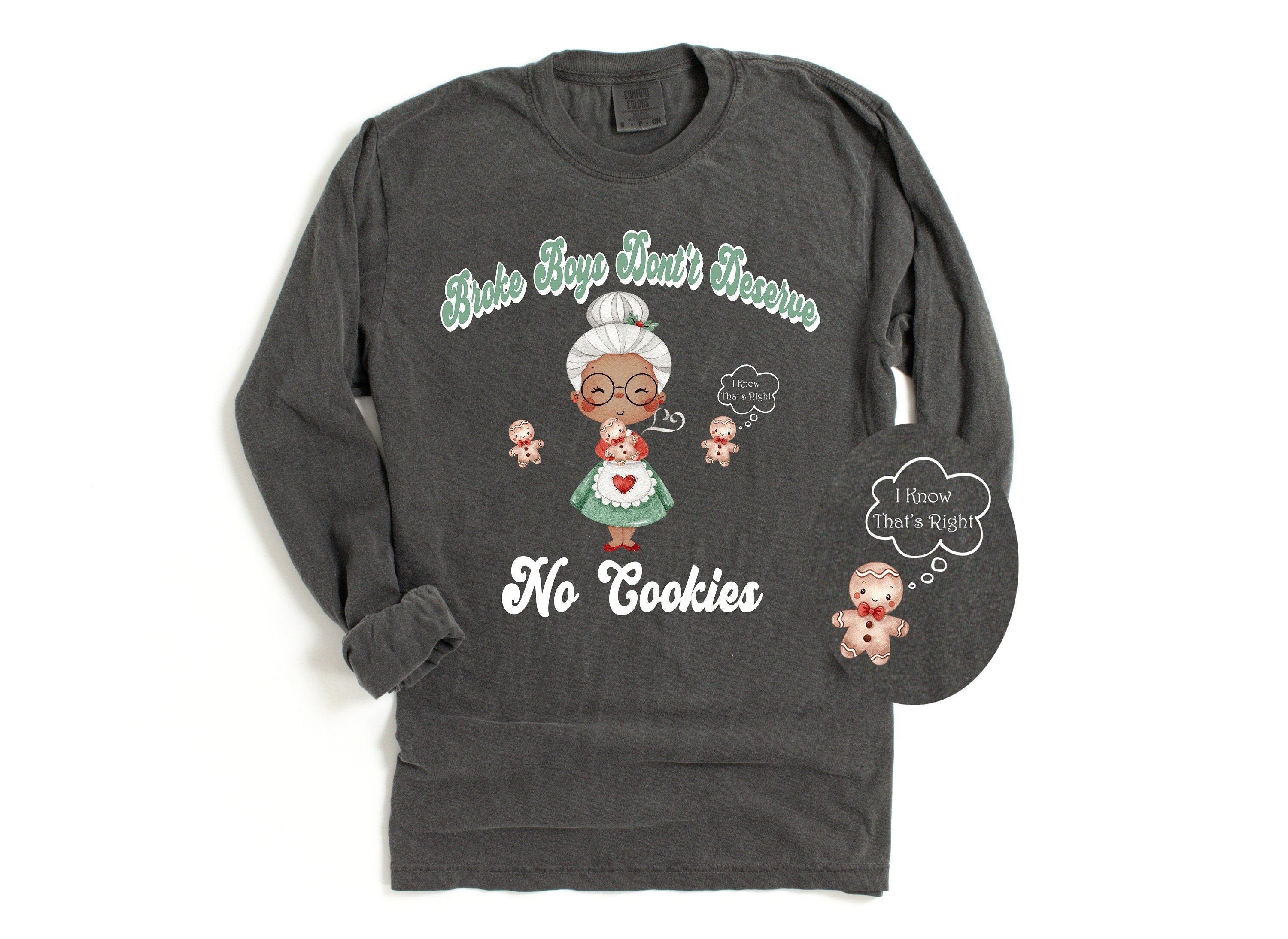 Long Sleeve Retro Christmas Comfort Colors shirt, Broke Boys Don't Deserve No Cookies, Vintage Shirt, Santa Shirt, Retro Christmas Shirt