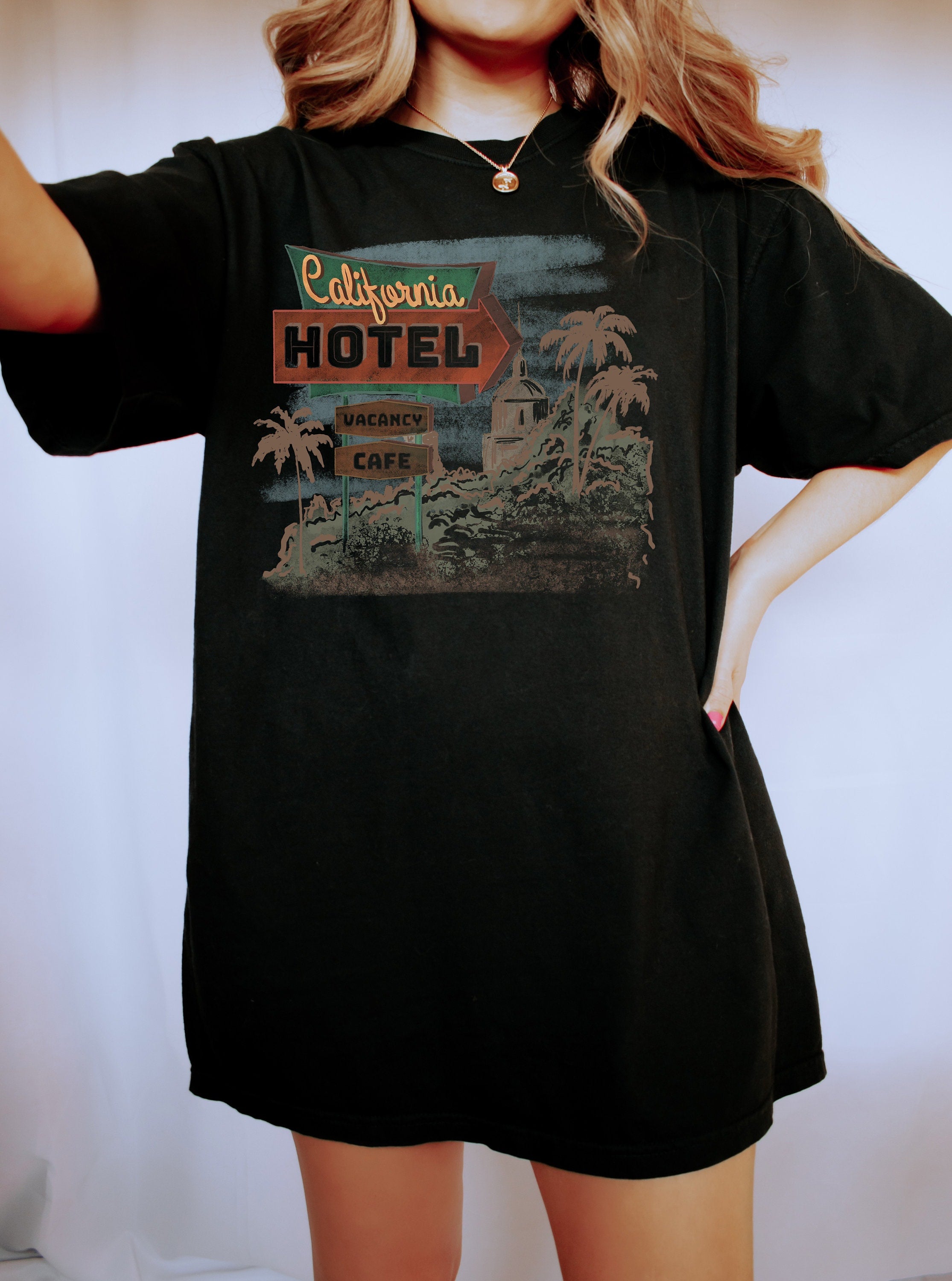 Retro Western Comfort Colors Shirt, Hotel California Shirt, Vintage Free Spirit Shirt, Oversized Shirt, Retro Graphic Shirt, Distressed Tee