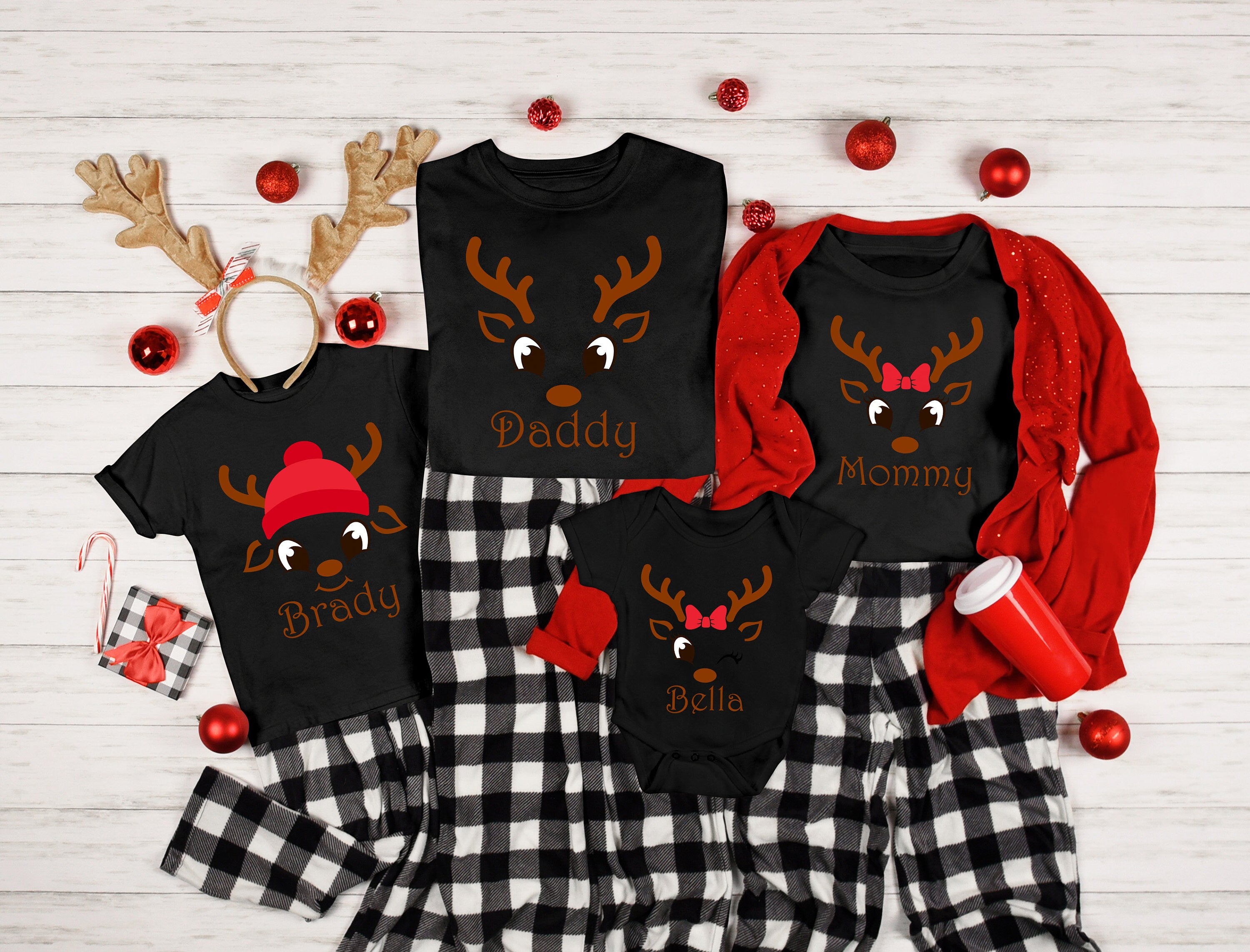 Family Christmas shirts, Matching family shirts, Family PJ shirts, Matching Christmas shirts, Custom Reindeer, personalized shirt, mom gift