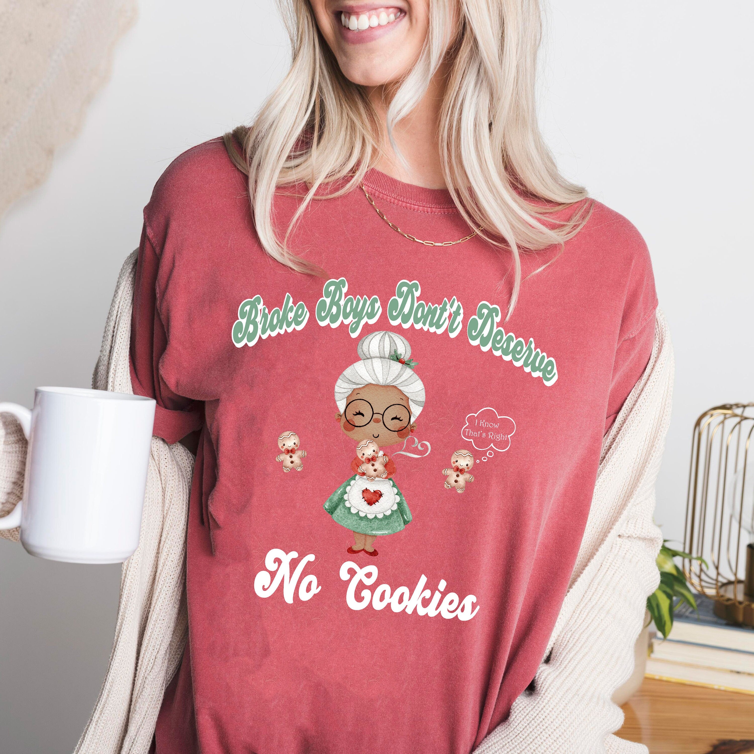 Retro Christmas Comfort Colors Shirt, Broke Boys Don't Deserve No Cookies Shirt, Vintage Christmas Shirt, Retro Holiday Shirt, Sweater Shirt