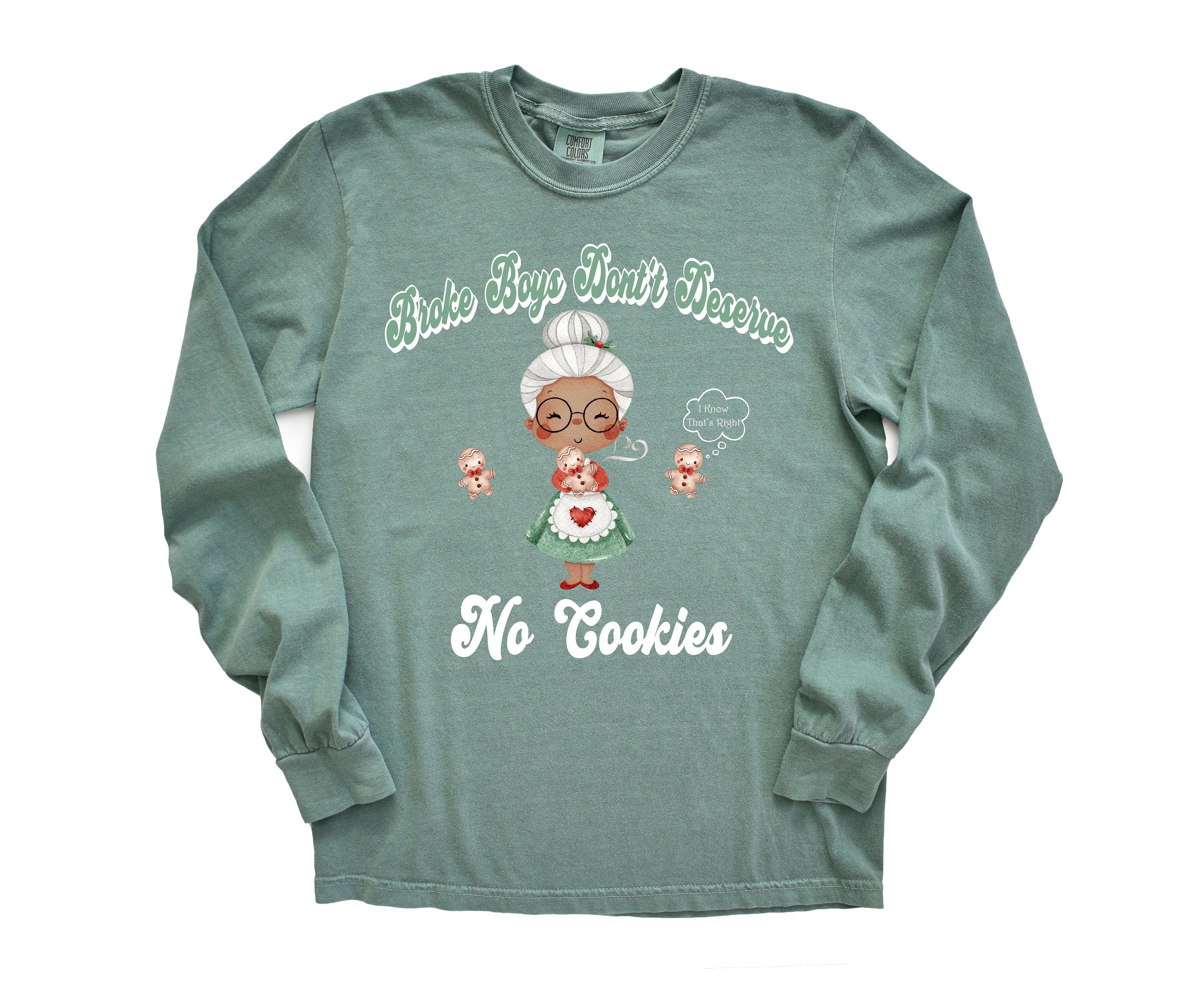 Long Sleeve Retro Christmas Comfort Colors shirt, Broke Boys Don't Deserve No Cookies, Vintage Shirt, Santa Shirt, Retro Christmas Shirt