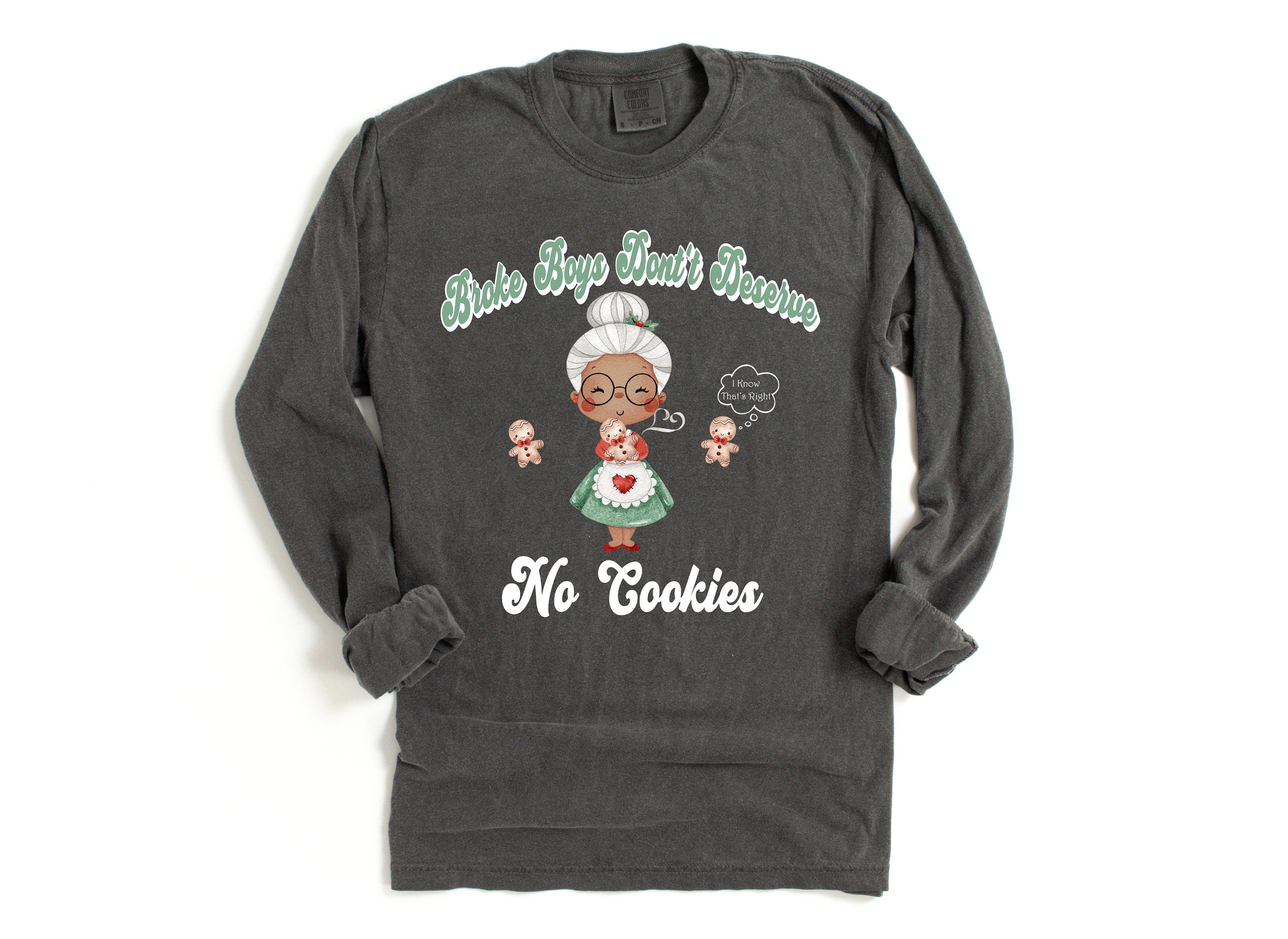 Long Sleeve Retro Christmas Comfort Colors shirt, Broke Boys Don't Deserve No Cookies, Vintage Shirt, Santa Shirt, Retro Christmas Shirt
