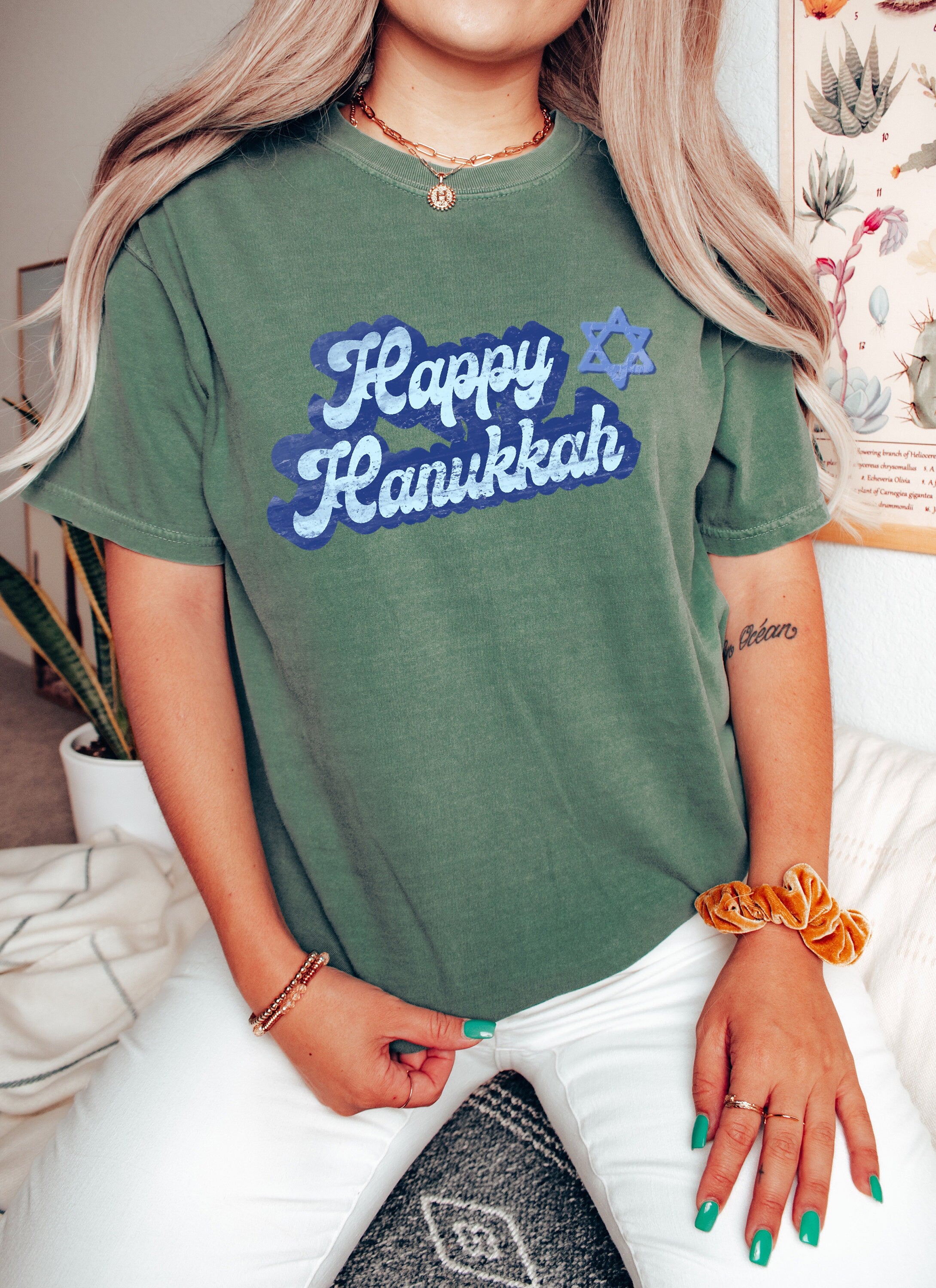 Retro Hanukkah Comfort Colors Shirt, Happy Hanukkah Shirt, Holiday Shirt, Jewish Saying Shirt, Holiday Shirt, Religious Shirt for Jewish