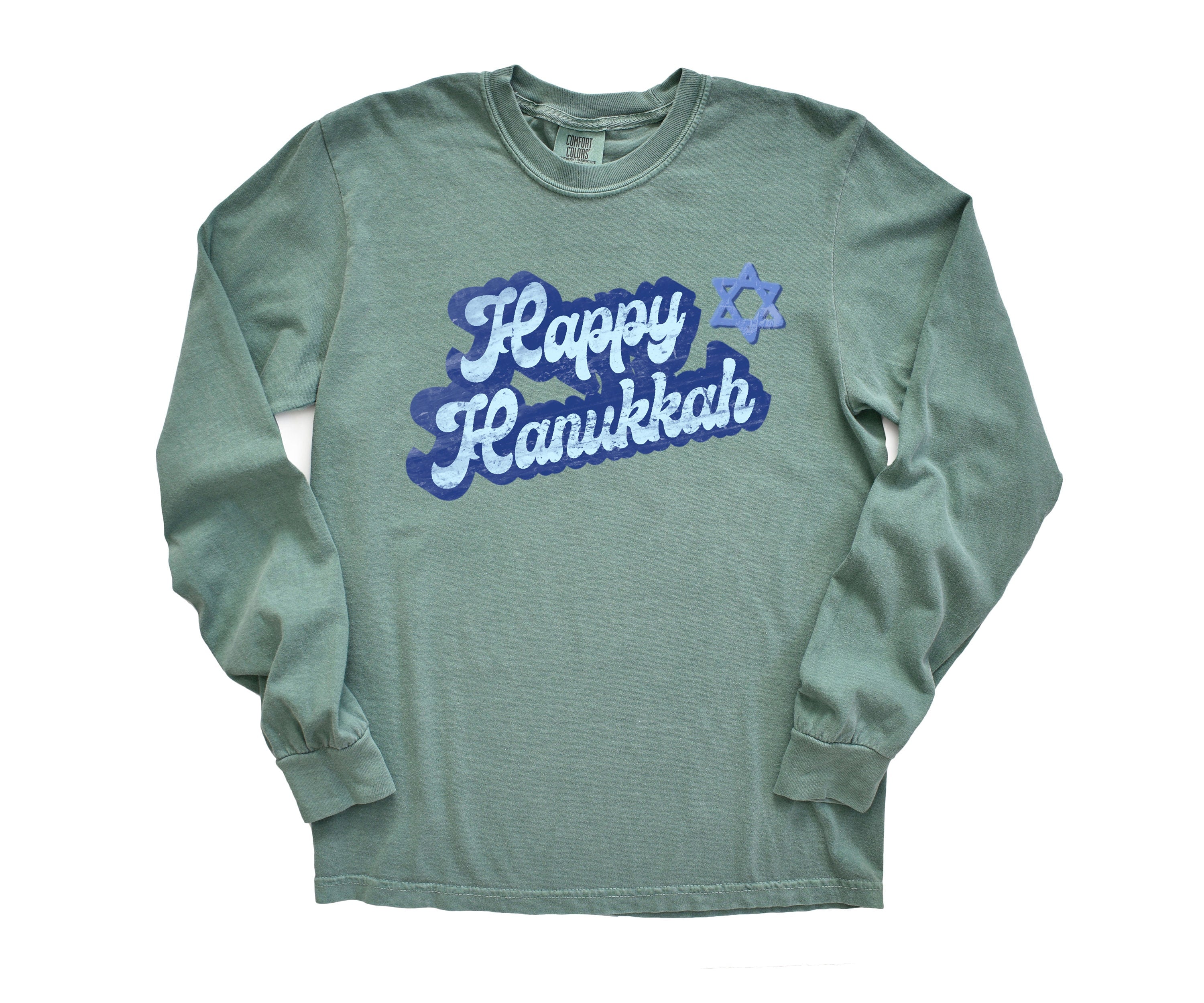 Retro Hanukkah Long Sleeve Comfort Colors Shirt, Happy Hanukkah Shirt, Holiday Shirt, Jewish Saying Shirt, Holiday Shirt, Religious Shirt