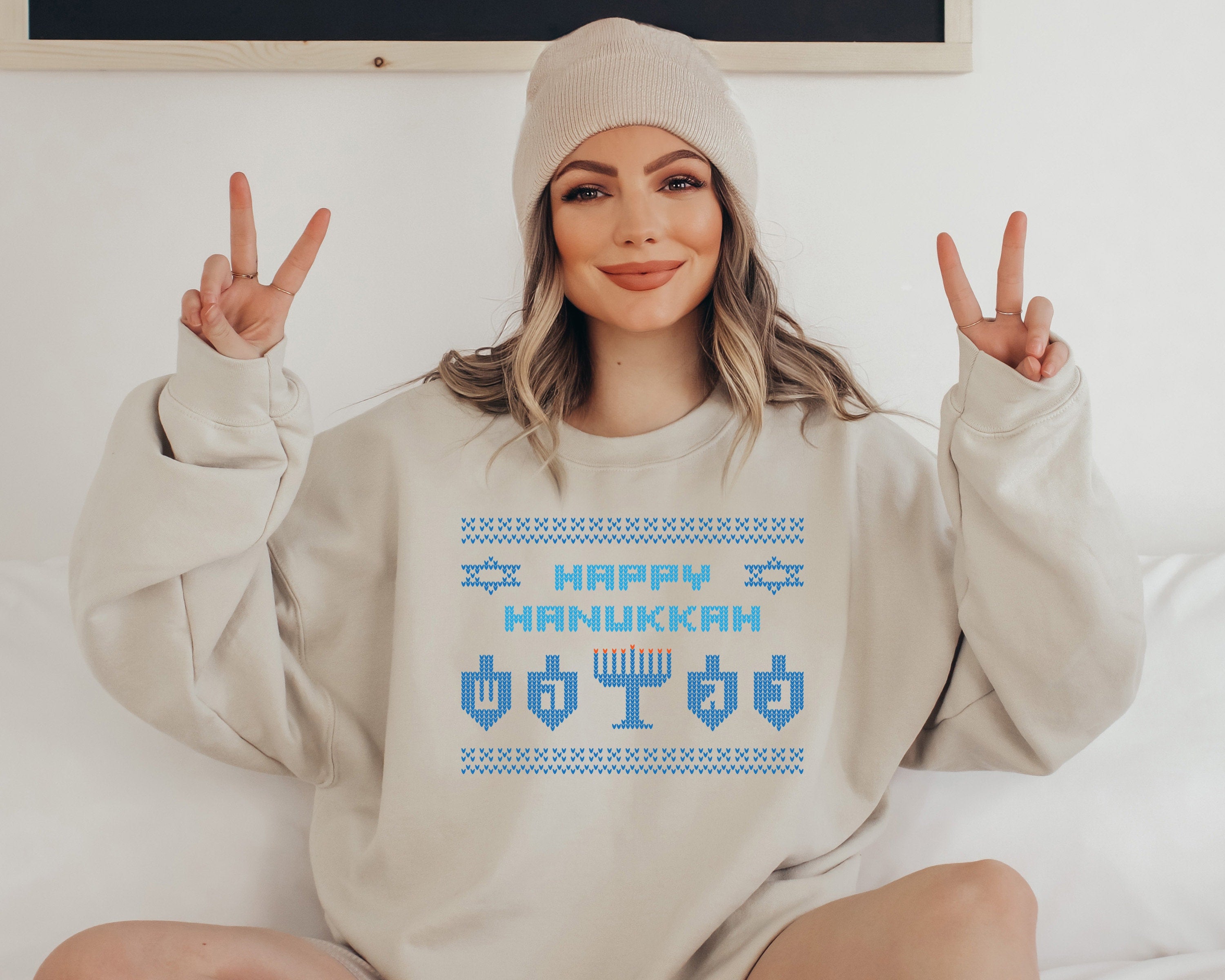 Retro Hanukkah Sweater, Happy Hanukkah, Holiday Hanukkah Sweater, Jewish Saying, Holiday Sweatshirt, Religious Sweatshirt For Jewish Holiday