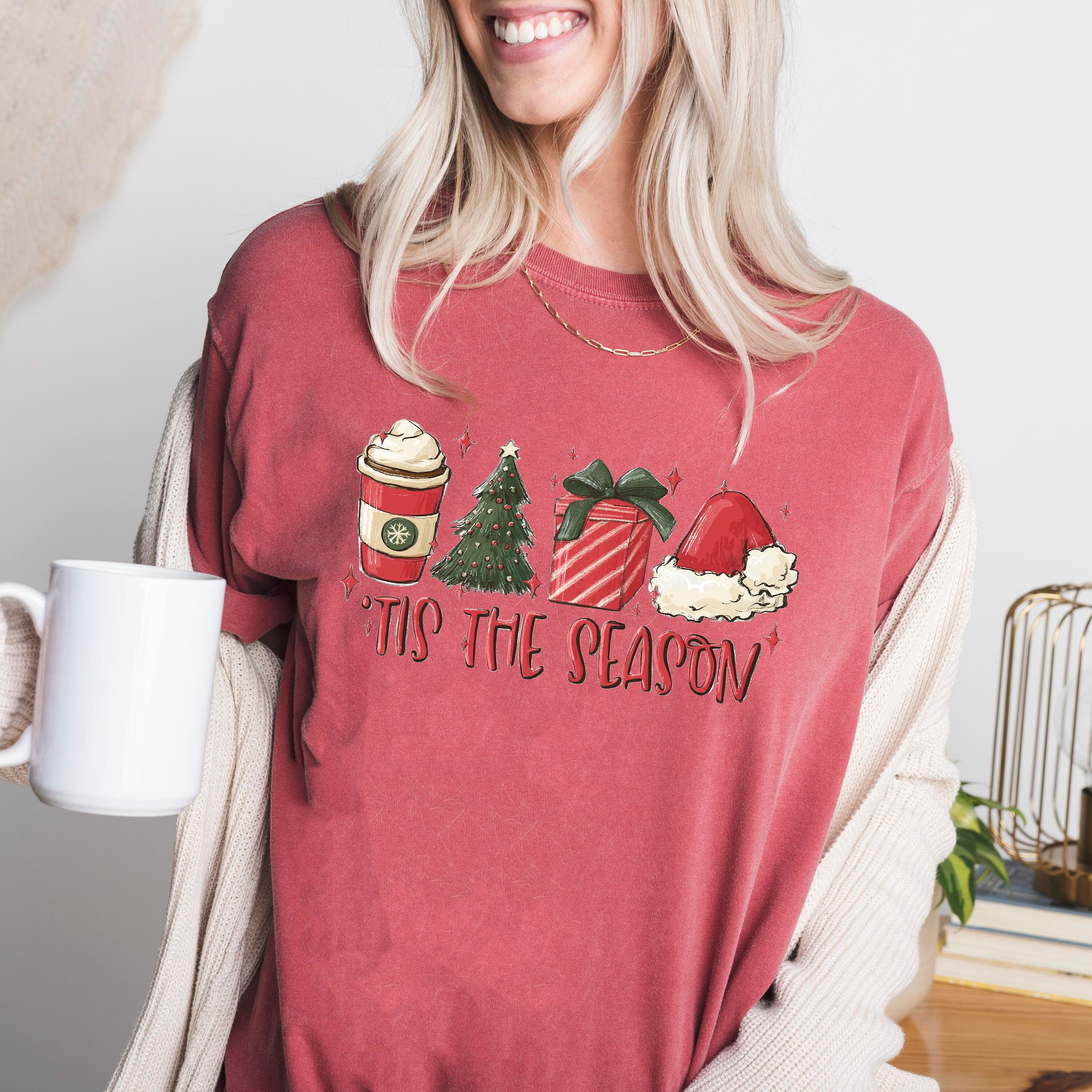 Retro Christmas Comfort Colors Shirt, Tis The Season Shirt, Vintage Santa Christmas Shirt, Retro Holiday Shirt, Ugly Sweater Shirt