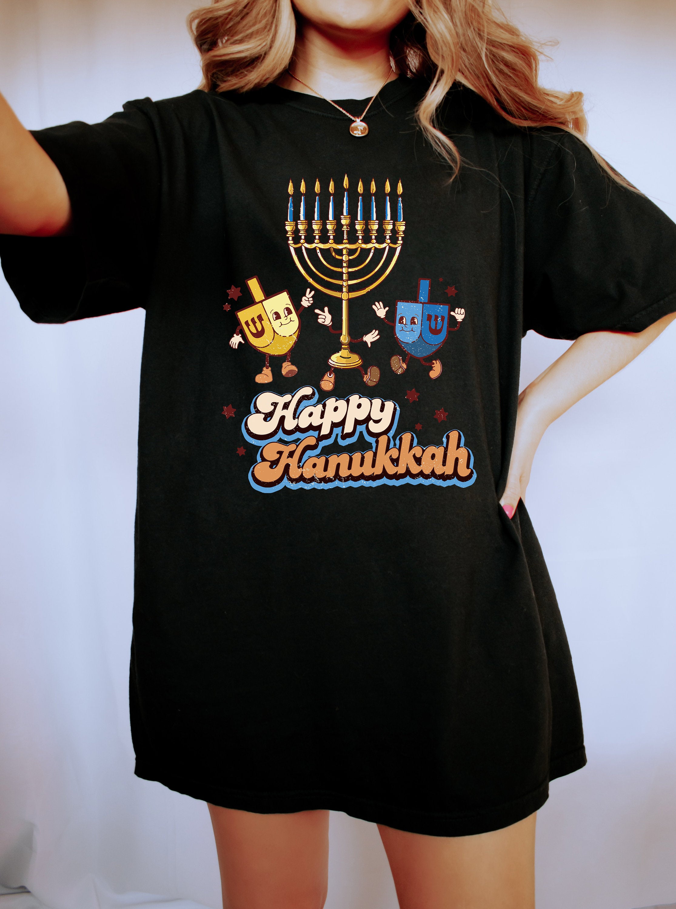 Retro Hanukkah Comfort Colors Shirt, Happy Hanukkah Shirt, Holiday Shirt, Jewish Saying Shirt, Holiday Shirt, Religious Shirt for Jewish