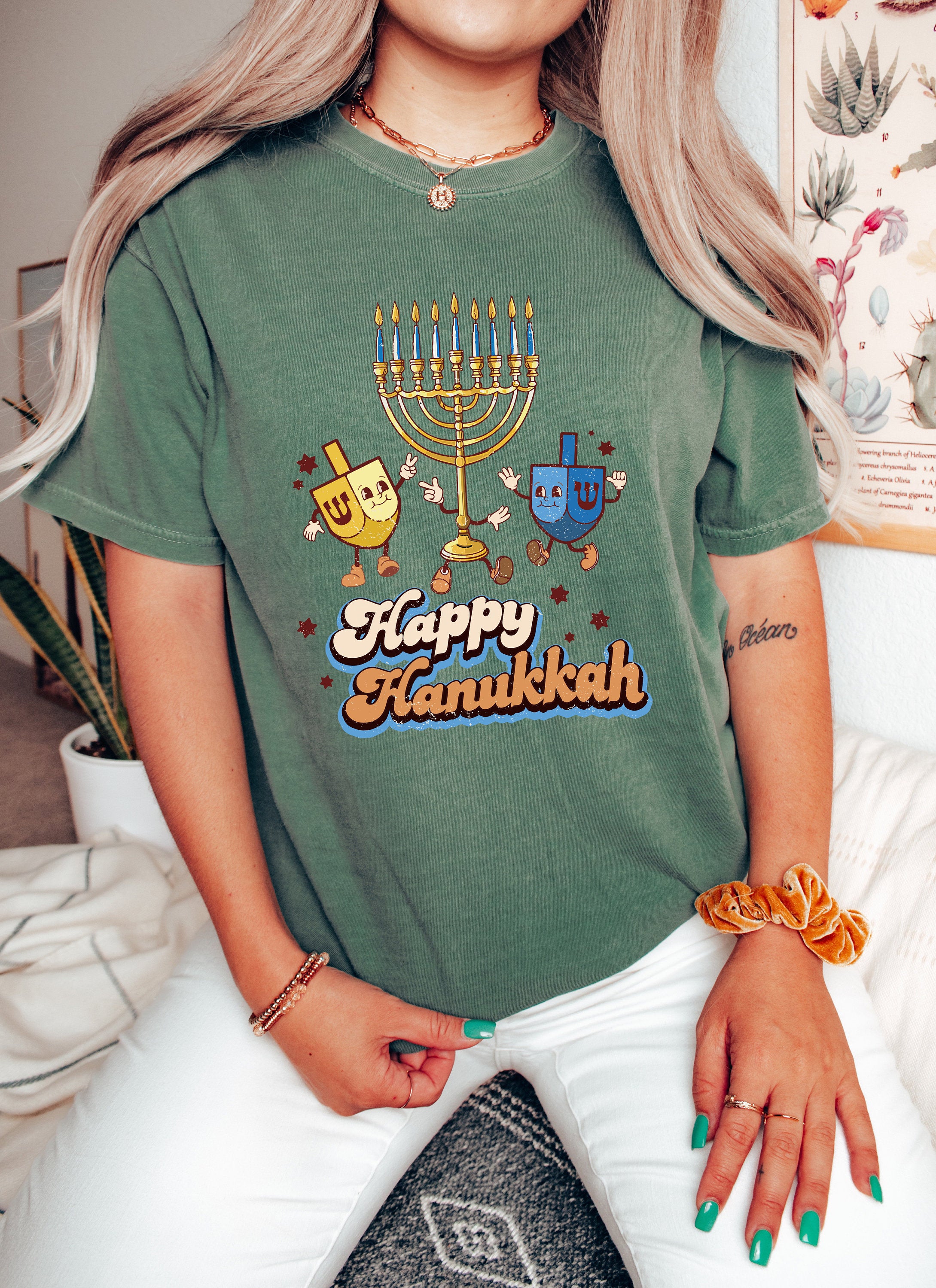 Retro Hanukkah Comfort Colors Shirt, Happy Hanukkah Shirt, Holiday Shirt, Jewish Saying Shirt, Holiday Shirt, Religious Shirt for Jewish